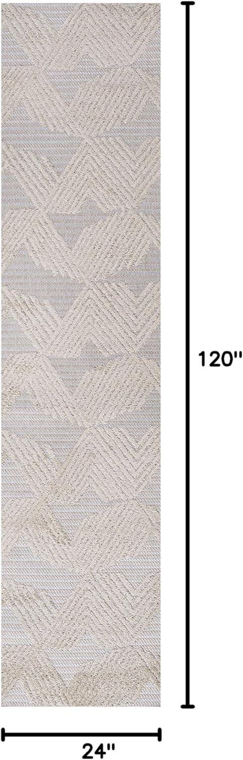 image:imageJONATHAN Y Art Deco Geometric Indoor Outdoor Runner Rug 2X8 Beige Jazz HighLow Pile for Backyard Patio Porch EasyCleaning High Traffic PetFriendly NonShedding SBH106B28Beige