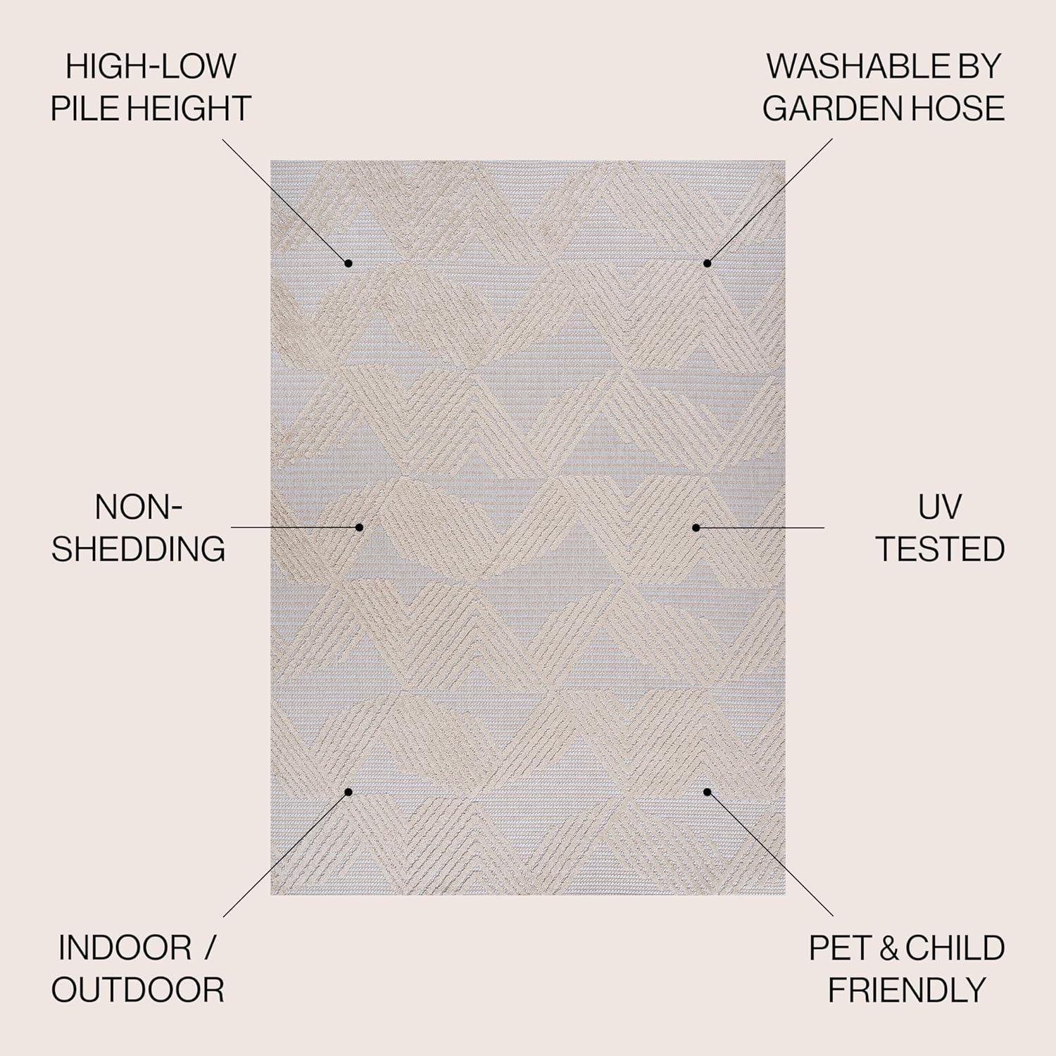 image:imageJONATHAN Y Art Deco Geometric Indoor Outdoor Runner Rug 2X8 Beige Jazz HighLow Pile for Backyard Patio Porch EasyCleaning High Traffic PetFriendly NonShedding SBH106B28Beige