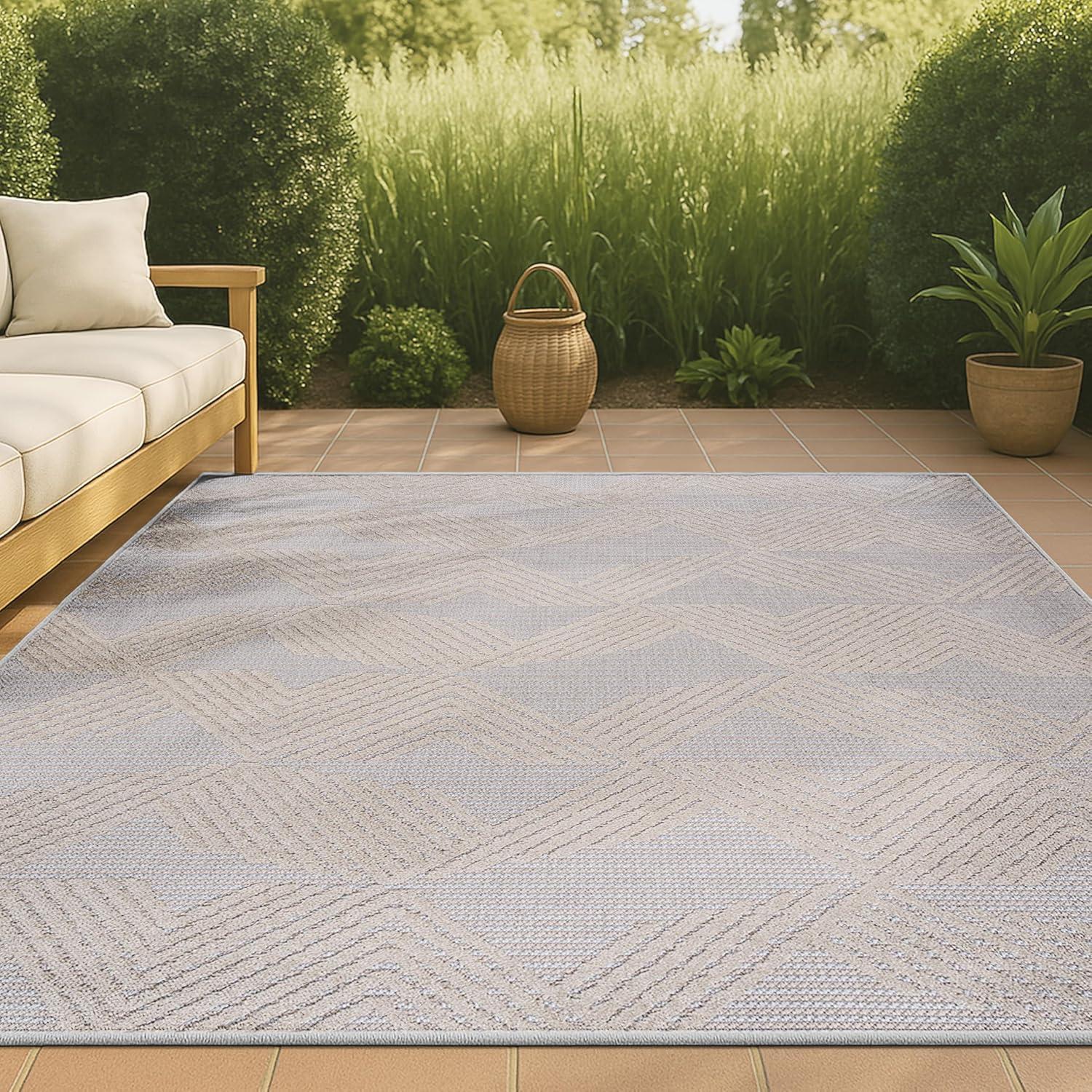 image:imageJONATHAN Y Art Deco Geometric Indoor Outdoor Runner Rug 2X8 Beige Jazz HighLow Pile for Backyard Patio Porch EasyCleaning High Traffic PetFriendly NonShedding SBH106B28Beige