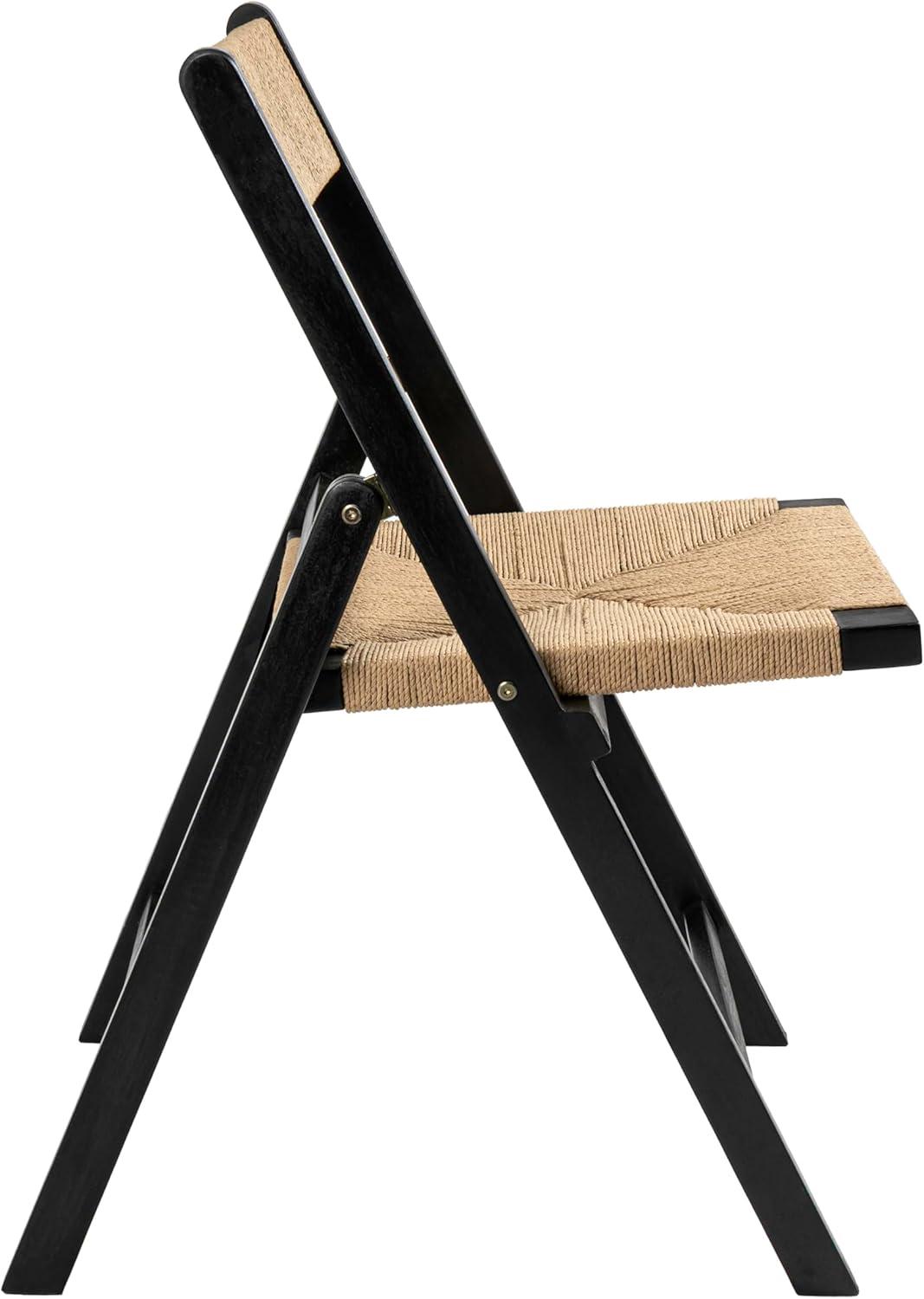image:imageJONATHAN Y Coastal Modern Woven Seagrass Wood Folding Chair Brown Foldable Accent Dining Side Chair Comfortable Space Saving Seat for Living Room Bedroom Set of 2 FLD1002BSET2Black
