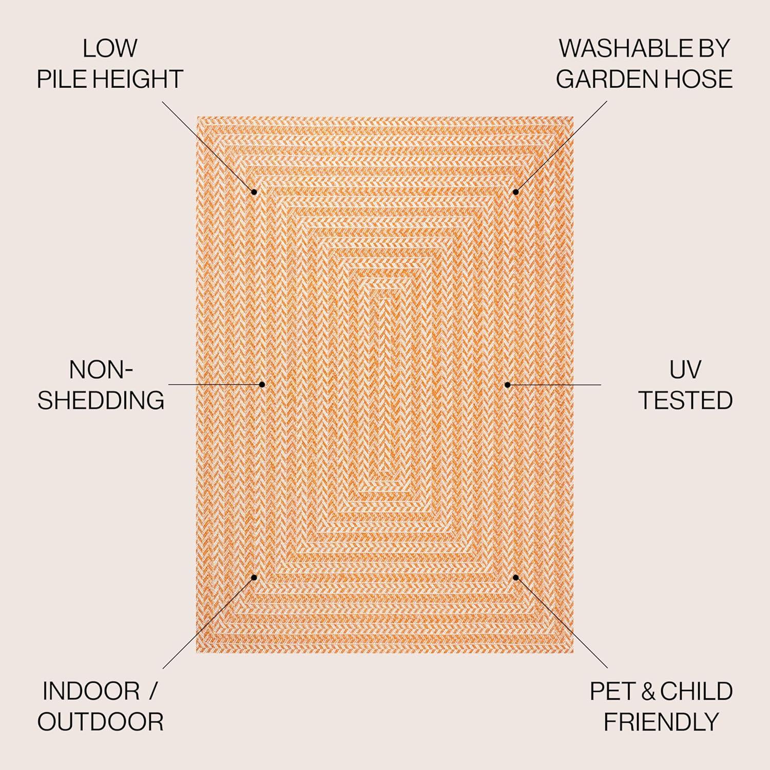 image:imageJONATHAN Y Concentric Squares Indoor Outdoor Area Rug 3X5 BlackLight Gray Chevron Modern for Backyard Patio Porch EasyCleaning High Traffic PetFriendly NonShedding SMB206B3OrangeCream