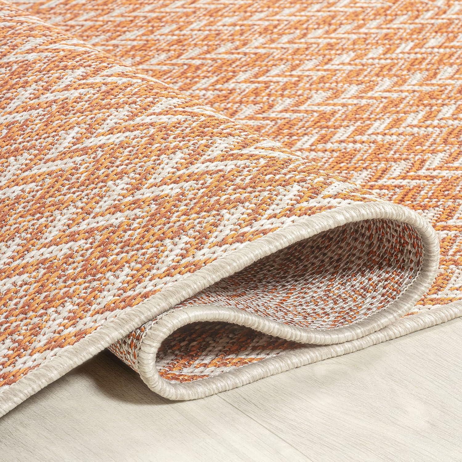 image:imageJONATHAN Y Concentric Squares Indoor Outdoor Area Rug 3X5 BlackLight Gray Chevron Modern for Backyard Patio Porch EasyCleaning High Traffic PetFriendly NonShedding SMB206B3OrangeCream
