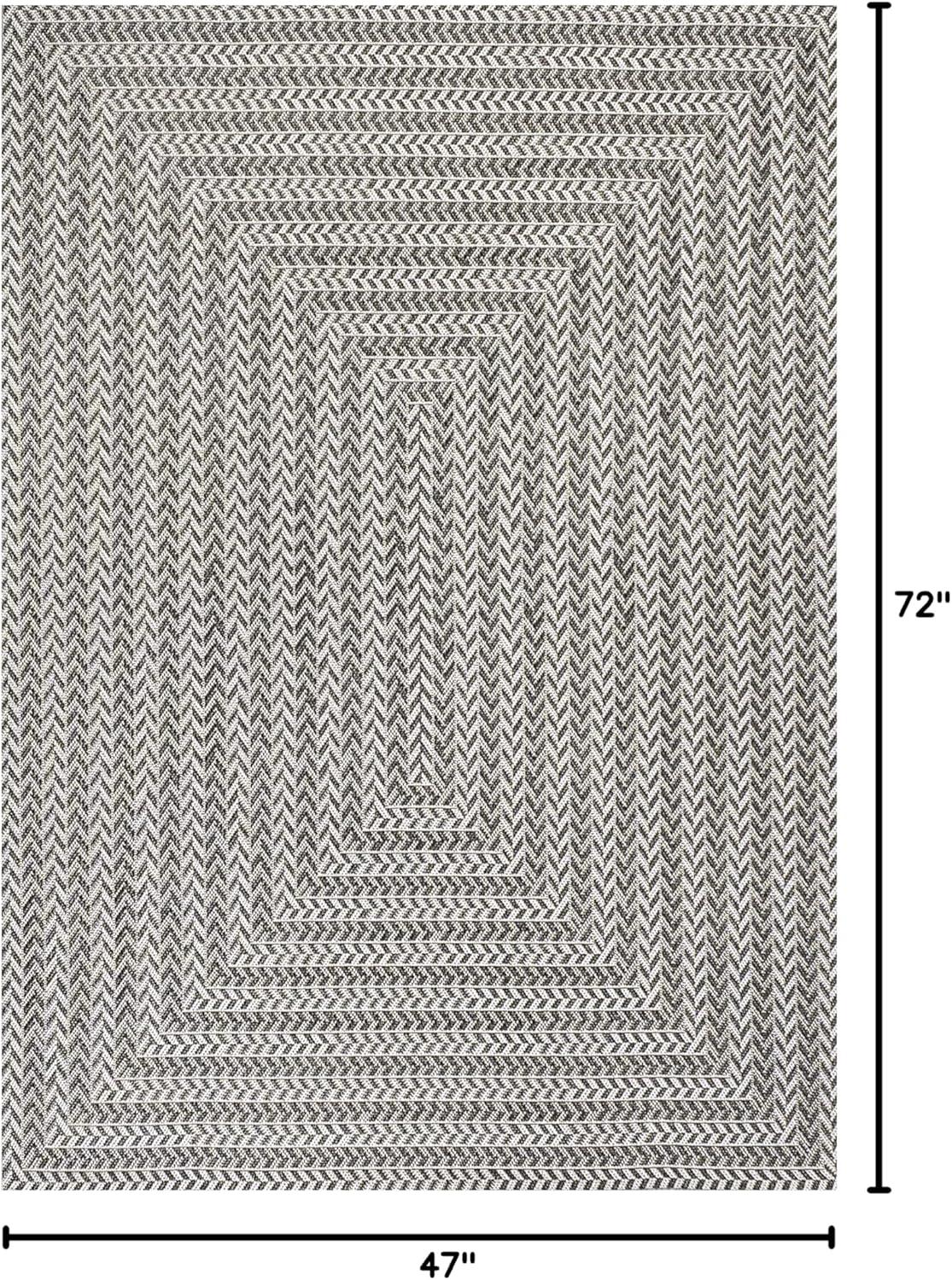 image:imageJONATHAN Y Concentric Squares Indoor Outdoor Area Rug 3X5 BlackLight Gray Chevron Modern for Backyard Patio Porch EasyCleaning High Traffic PetFriendly NonShedding SMB206B3BlackLight Gray