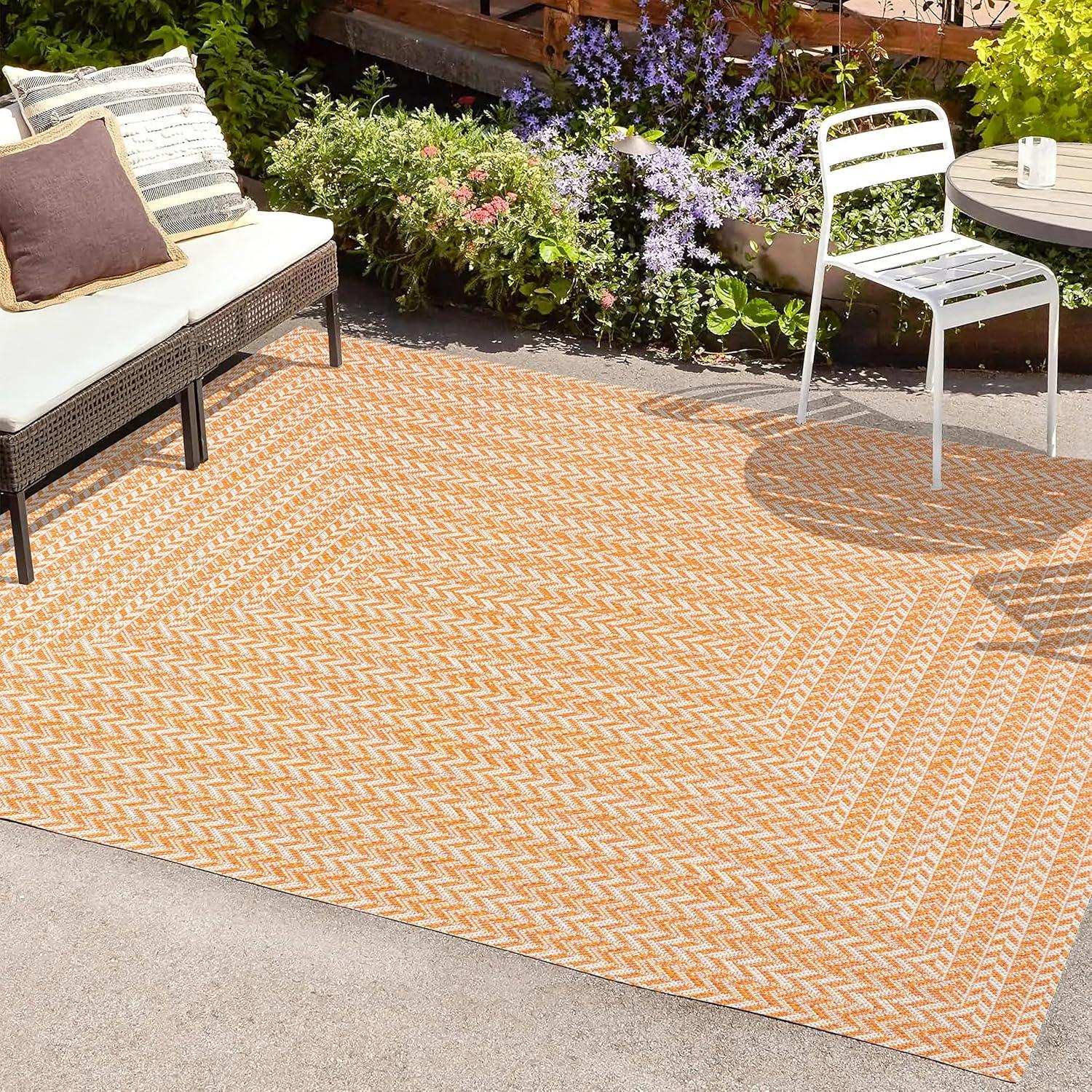 image:imageJONATHAN Y Concentric Squares Indoor Outdoor Area Rug 3X5 BlackLight Gray Chevron Modern for Backyard Patio Porch EasyCleaning High Traffic PetFriendly NonShedding SMB206B3OrangeCream