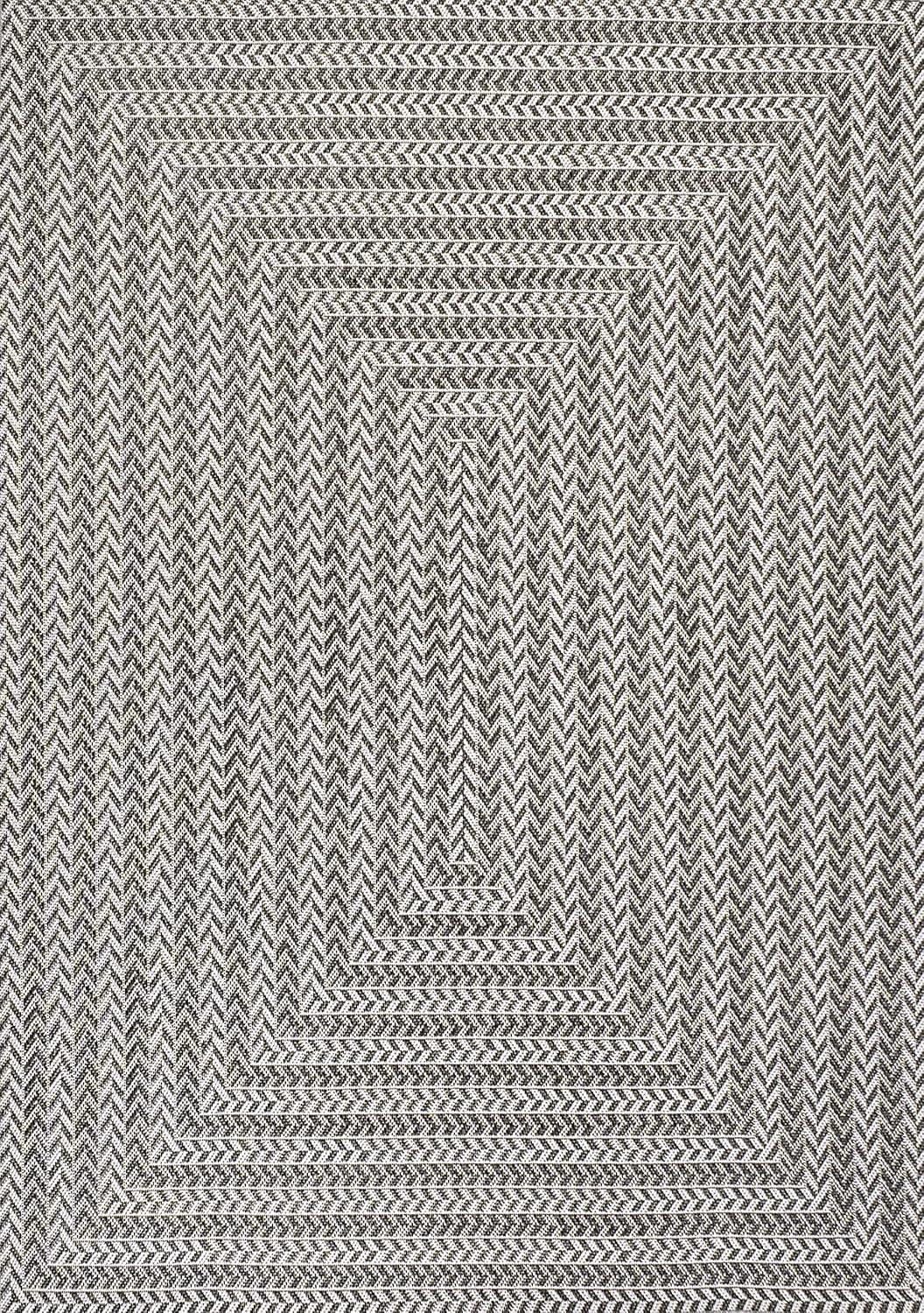 image:imageJONATHAN Y Concentric Squares Indoor Outdoor Area Rug 3X5 BlackLight Gray Chevron Modern for Backyard Patio Porch EasyCleaning High Traffic PetFriendly NonShedding SMB206B3BlackLight Gray