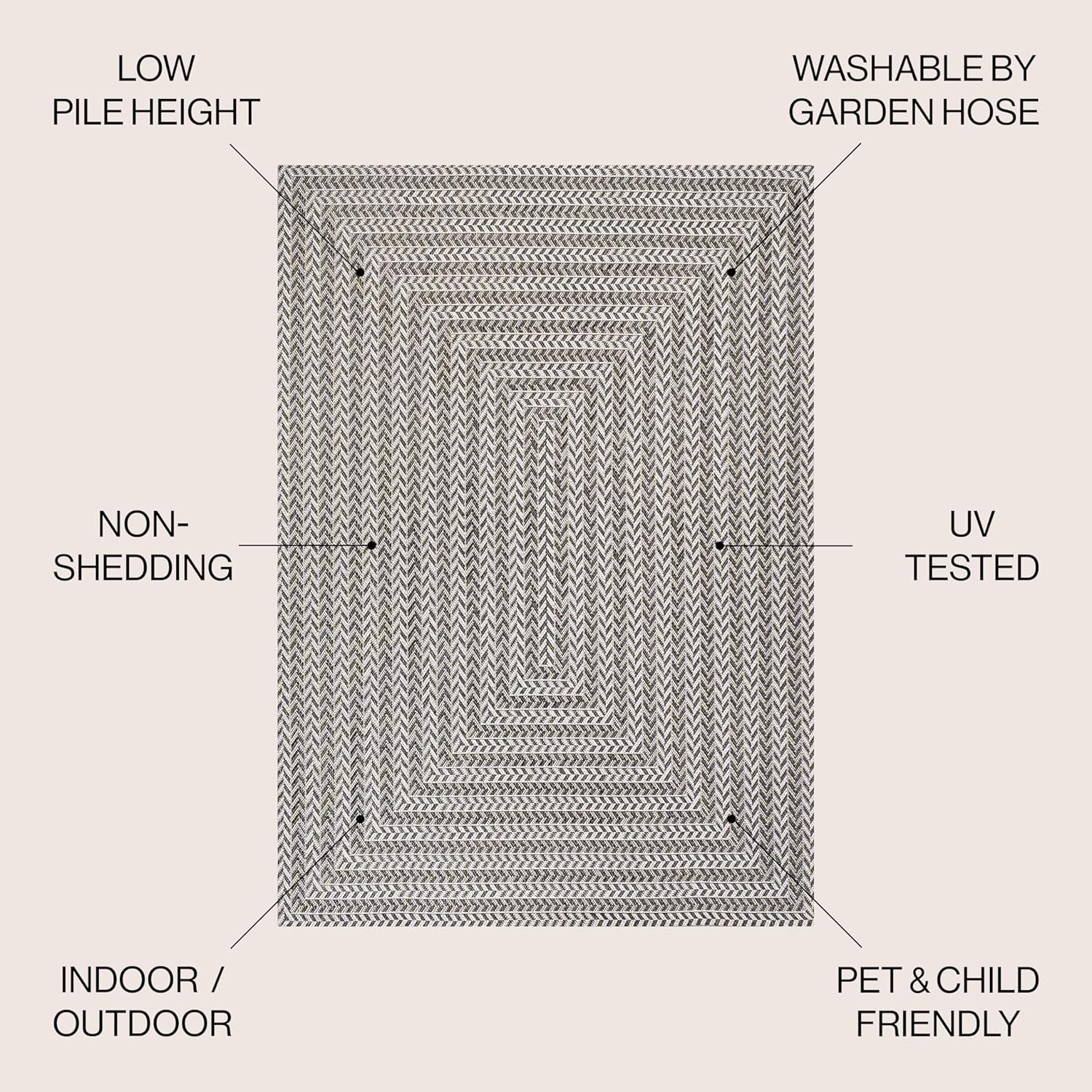 image:imageJONATHAN Y Concentric Squares Indoor Outdoor Area Rug 3X5 BlackLight Gray Chevron Modern for Backyard Patio Porch EasyCleaning High Traffic PetFriendly NonShedding SMB206B3BlackLight Gray