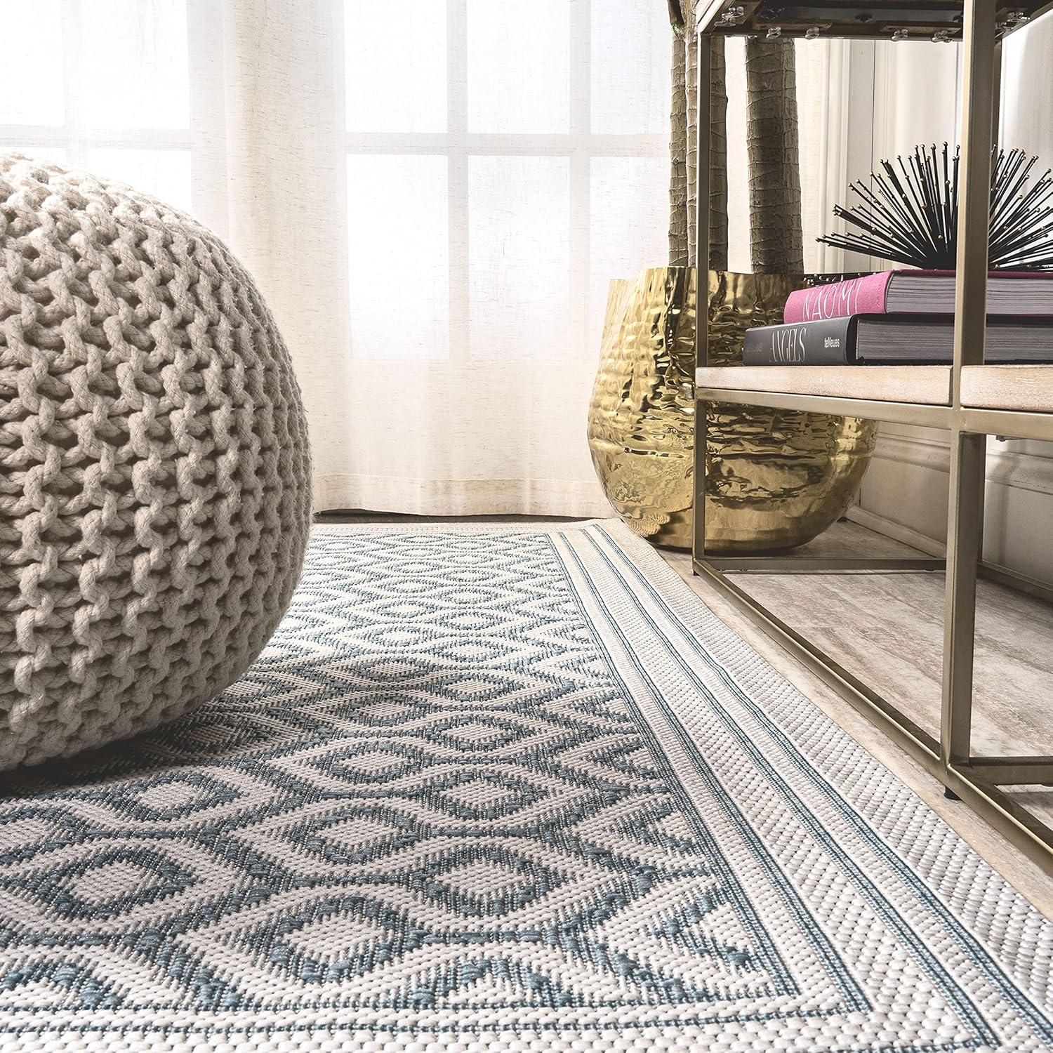 image:imageJONATHAN Y Diamond Trellis Indoor Outdoor Area Rug 3X5 TealGray Marvao for Backyard Patio Porch EasyCleaning High Traffic PetFriendly NonShedding SMB111A322 x 8 Runner