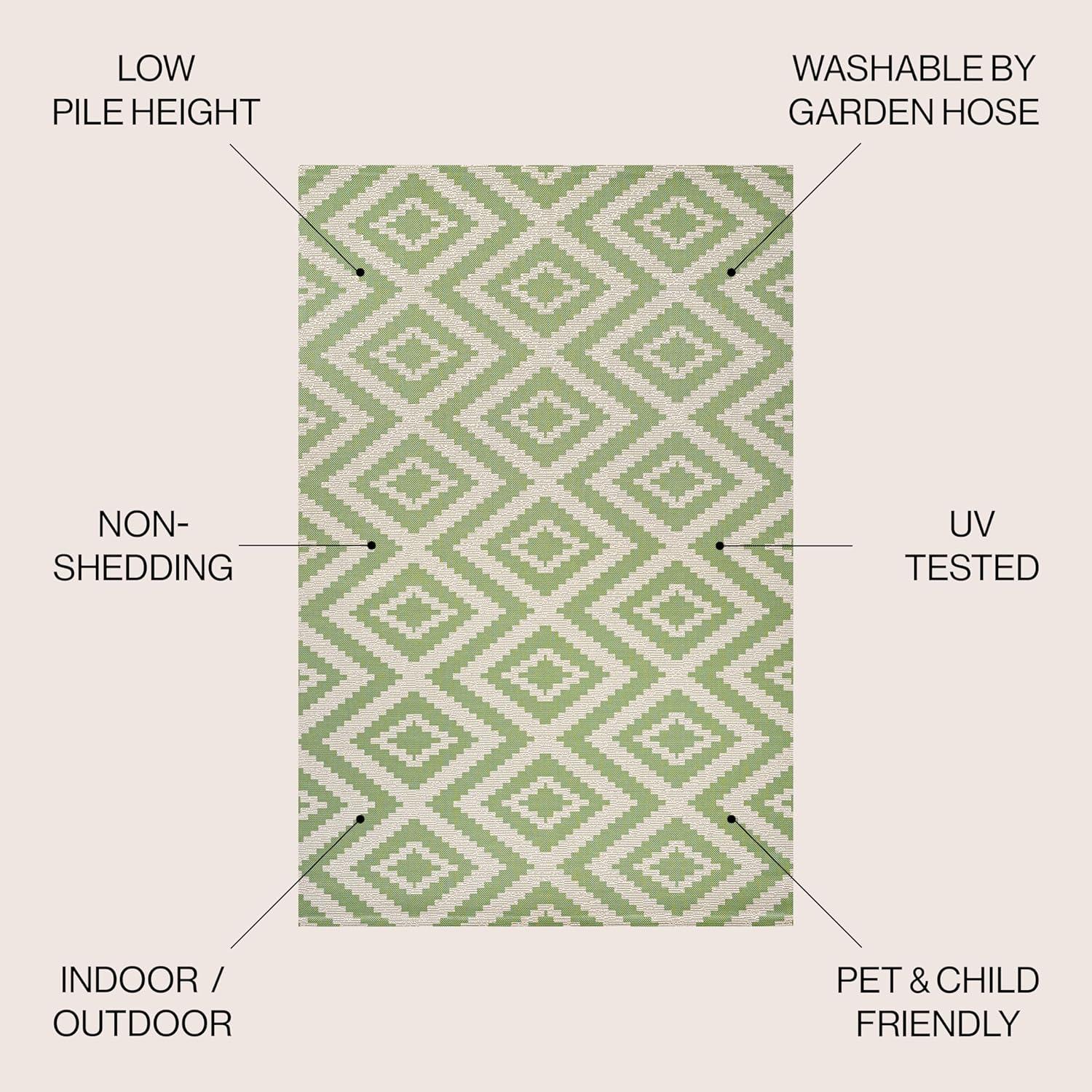 image:imageJONATHAN Y Diamond Tribal Indoor Outdoor Area Rug 3X5 GreenCream Sintra for Backyard Patio Porch EasyCleaning High Traffic PetFriendly NonShedding SMB116B3GreenCream