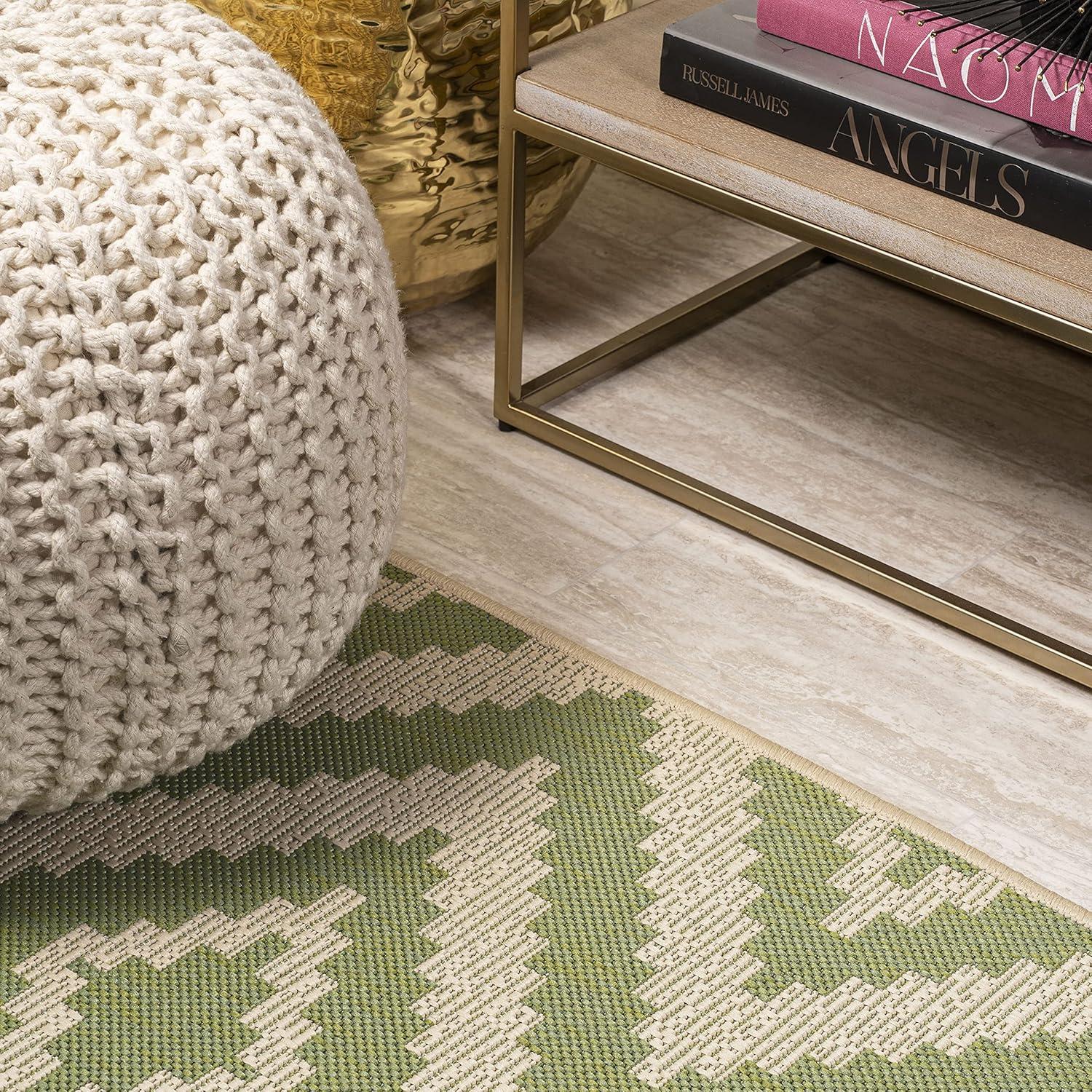image:imageJONATHAN Y Diamond Tribal Indoor Outdoor Area Rug 3X5 GreenCream Sintra for Backyard Patio Porch EasyCleaning High Traffic PetFriendly NonShedding SMB116B3GreenCream