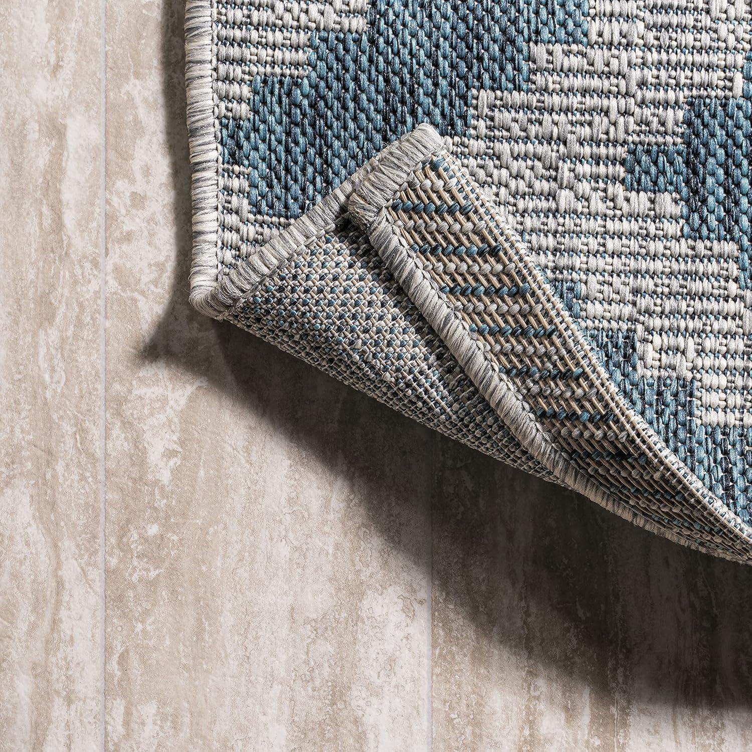 image:imageJONATHAN Y Diamond Tribal Indoor Outdoor Area Rug 3X5 GreenCream Sintra for Backyard Patio Porch EasyCleaning High Traffic PetFriendly NonShedding SMB116B3BlueGray