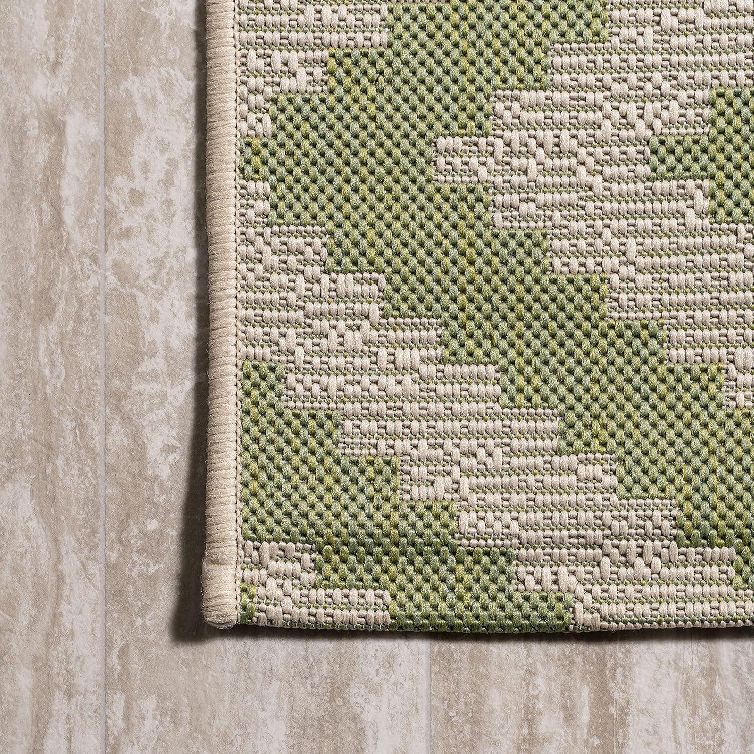 image:imageJONATHAN Y Diamond Tribal Indoor Outdoor Area Rug 3X5 GreenCream Sintra for Backyard Patio Porch EasyCleaning High Traffic PetFriendly NonShedding SMB116B3GreenCream