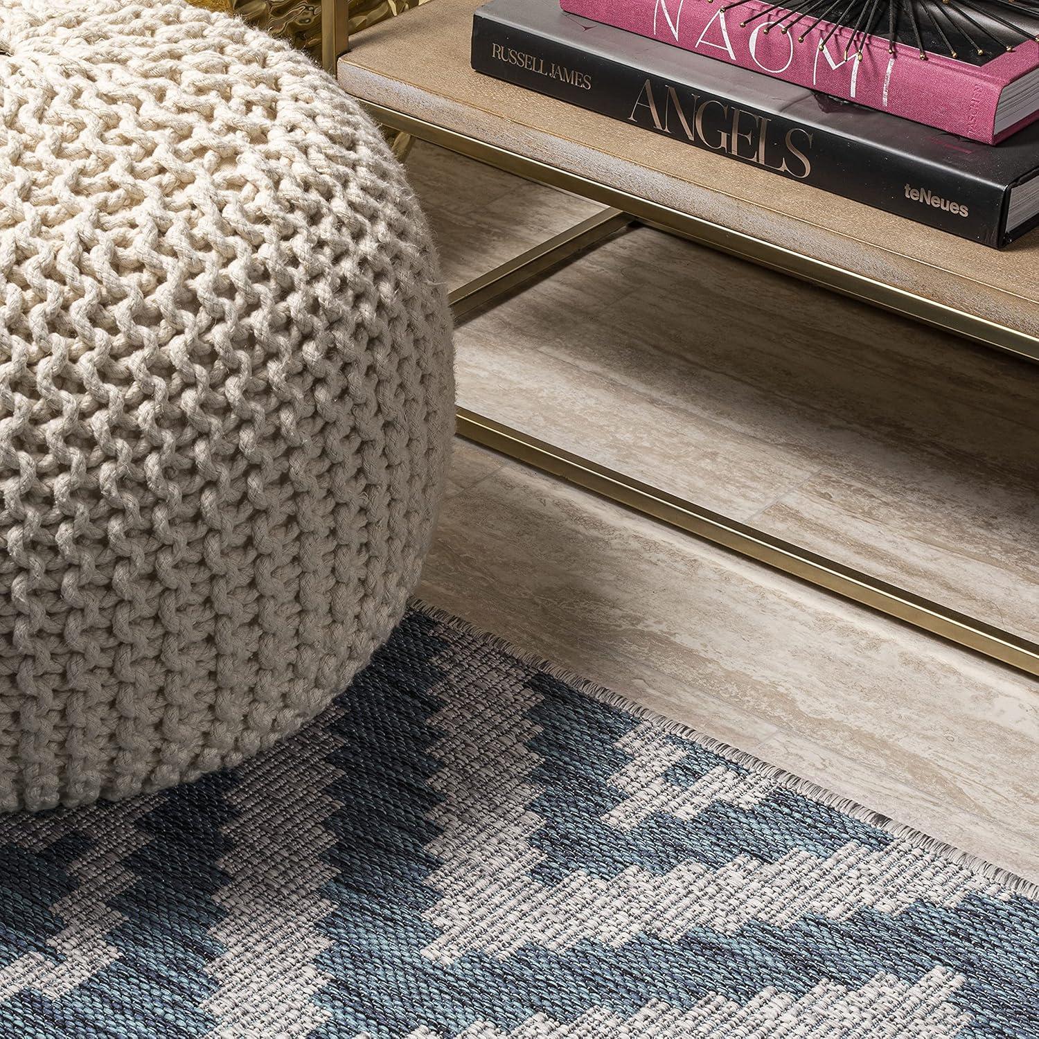 image:imageJONATHAN Y Diamond Tribal Indoor Outdoor Area Rug 3X5 GreenCream Sintra for Backyard Patio Porch EasyCleaning High Traffic PetFriendly NonShedding SMB116B3BlueGray