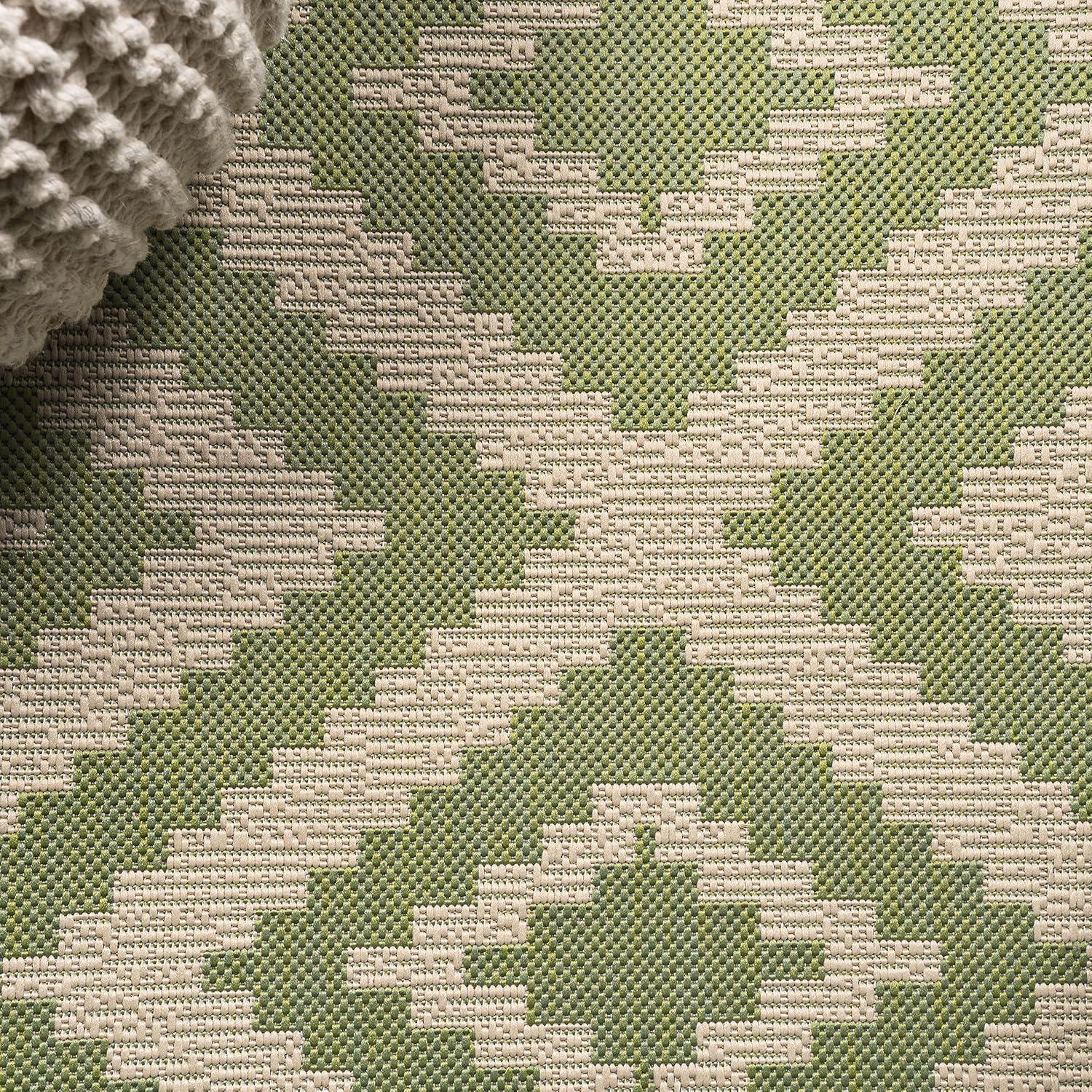 image:imageJONATHAN Y Diamond Tribal Indoor Outdoor Area Rug 3X5 GreenCream Sintra for Backyard Patio Porch EasyCleaning High Traffic PetFriendly NonShedding SMB116B3GreenCream