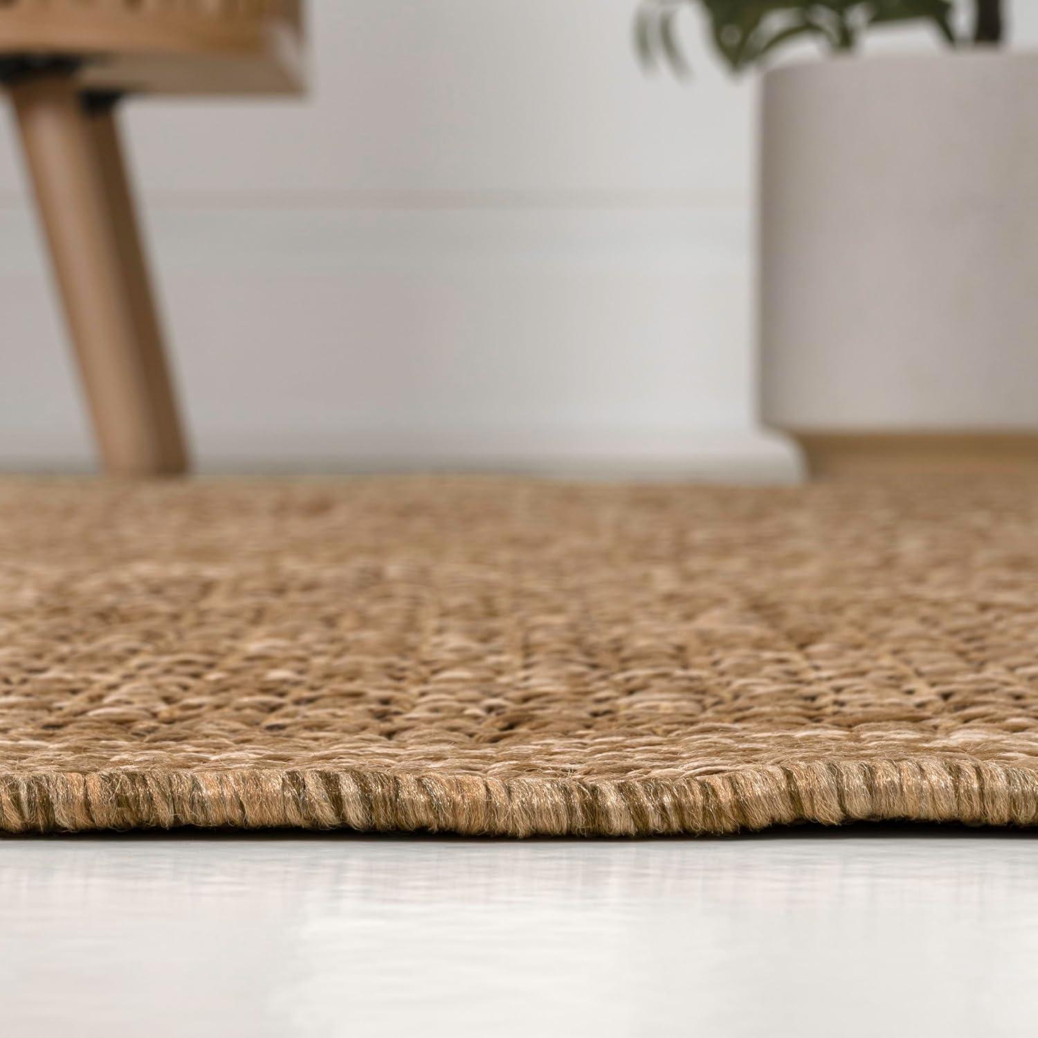 image:imageJONATHAN Y Easy Jute Rustic Indoor Outdoor Area Rug Beige 4X6 Luma Border Solid Color for Backyard Patio EasyCleaning High Traffic PetFriendly Hose Washable NonShedding FXV101A4Natural