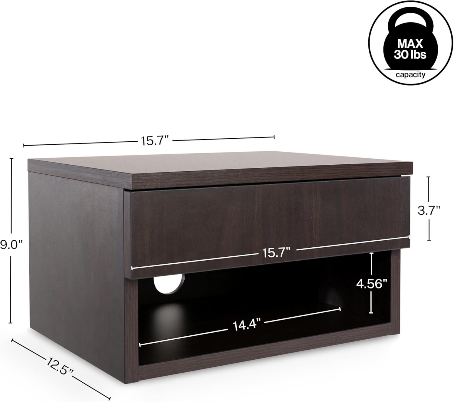 image:imageJONATHAN Y Ettore 1571 MidCentury Modern Floating Wall Mounted Nightstand with SoftClose Drawer and Cable Hole Dark Brown Set of 2 NST2002ASET2Black