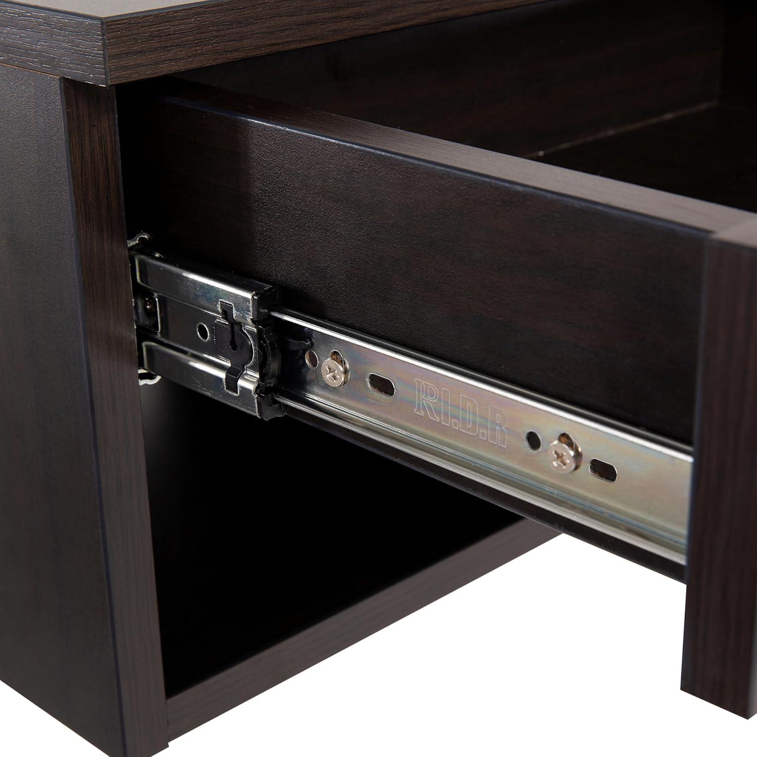 image:imageJONATHAN Y Ettore 1571 MidCentury Modern Floating Wall Mounted Nightstand with SoftClose Drawer and Cable Hole Dark Brown Set of 2 NST2002ASET2Black