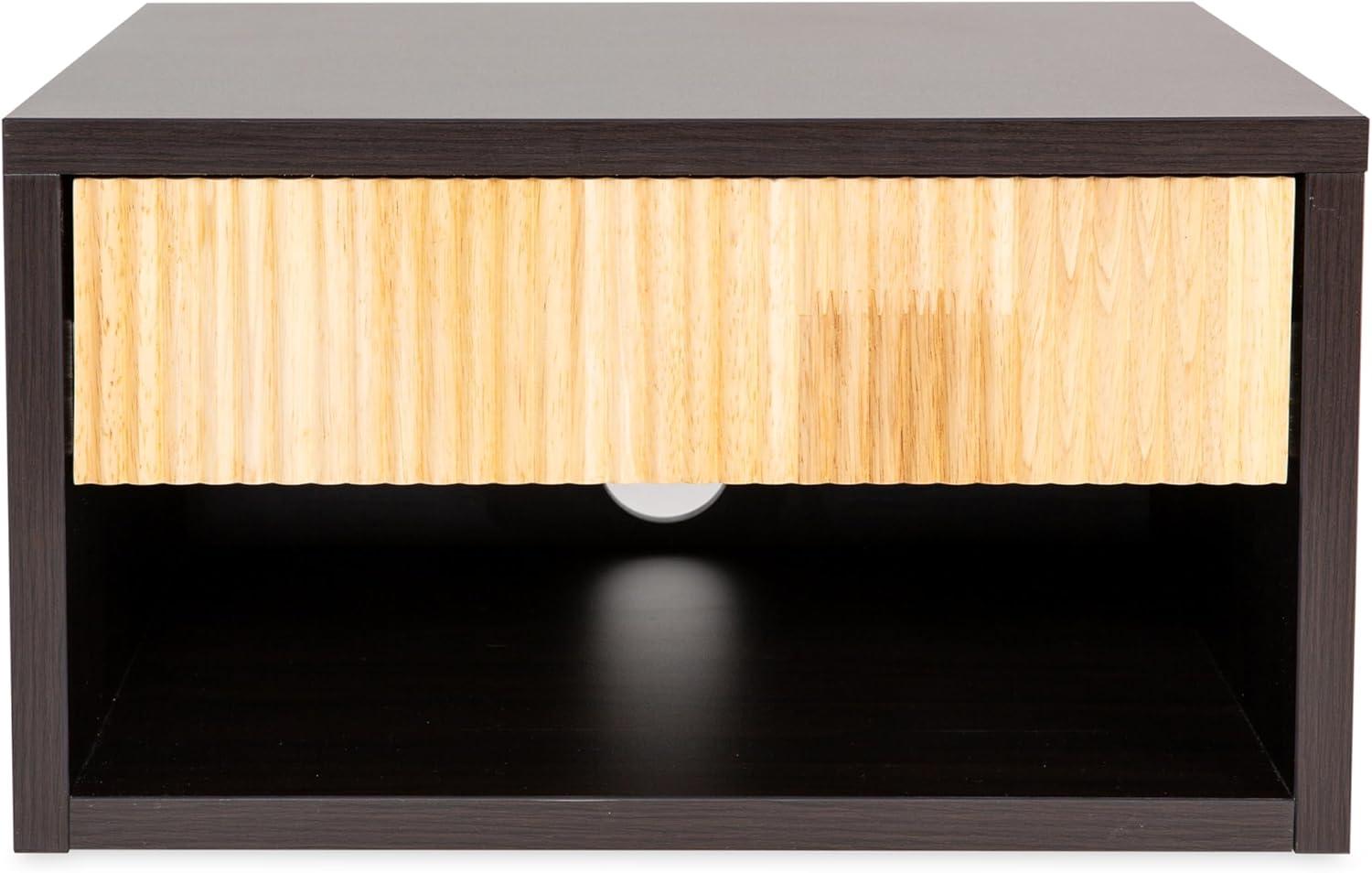 image:imageJONATHAN Y Ettore 1571 MidCentury Modern Floating Wall Mounted Nightstand with SoftClose Drawer and Cable Hole Dark Brown Set of 2 NST2002ASET2BlackLight Oak