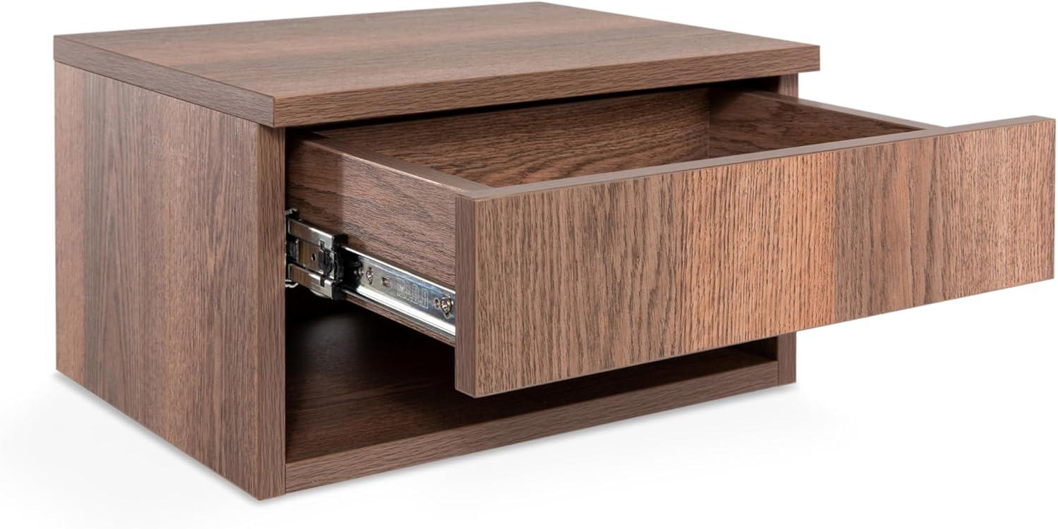 image:imageJONATHAN Y Ettore 1571 MidCentury Modern Floating Wall Mounted Nightstand with SoftClose Drawer and Cable Hole Dark Brown Set of 2 NST2002ASET2Dark Brown
