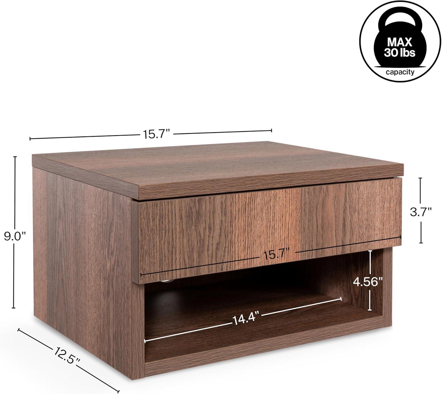 image:imageJONATHAN Y Ettore 1571 MidCentury Modern Floating Wall Mounted Nightstand with SoftClose Drawer and Cable Hole Dark Brown Set of 2 NST2002ASET2Dark Brown