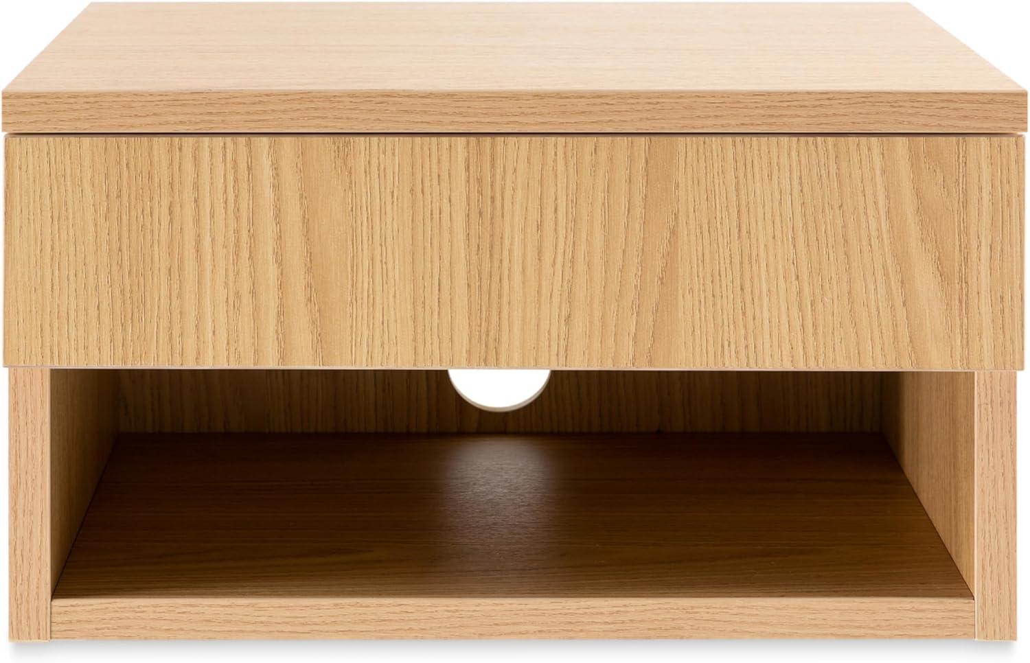 image:imageJONATHAN Y Ettore 1571 MidCentury Modern Floating Wall Mounted Nightstand with SoftClose Drawer and Cable Hole Dark Brown Set of 2 NST2002ASET2Light Oak