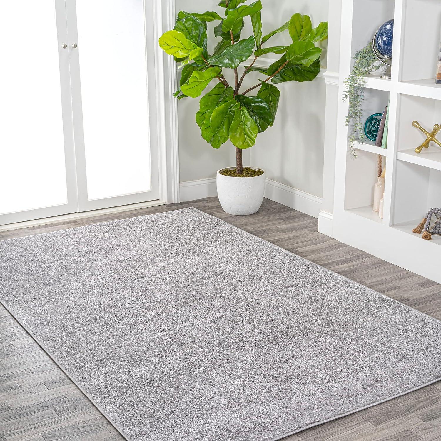 image:imageJONATHAN Y Haze Solid LowPile Light Gray Indoor Area Rug 4x6 CoastalBohemianMinimalistClassic EasyCleaning for Living RoomBedroomKitchenPet FriendlyNonShedding SEU100K4