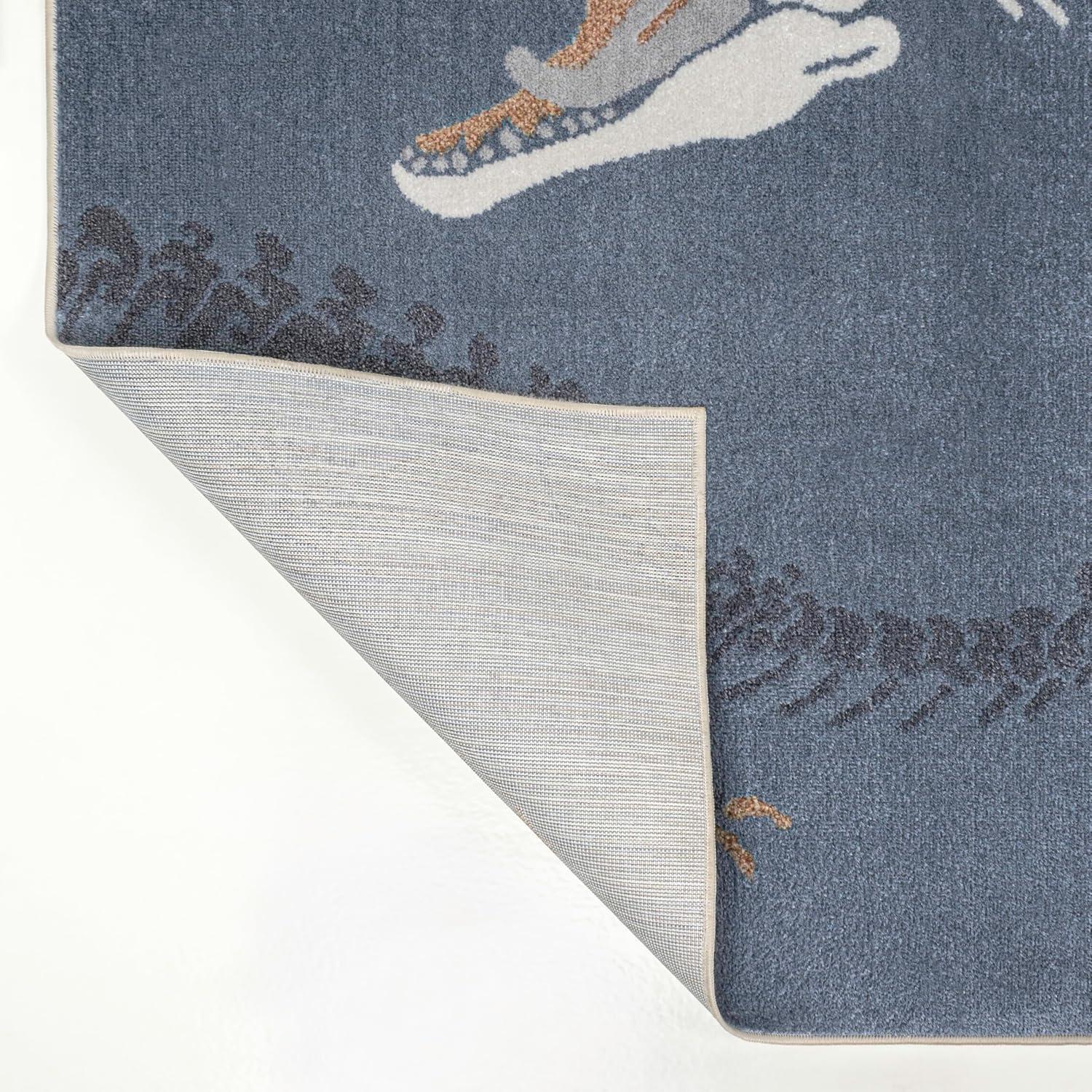 image:imageJONATHAN Y MachineWashable CreamMulti Runner Rug 2x8 Kingdarr TRex Modern Casual Kids amp Novelty for Living Room Dining Room Bedroom Kitchen EasyCleaning NonShedding KDW103A28NavyMulti