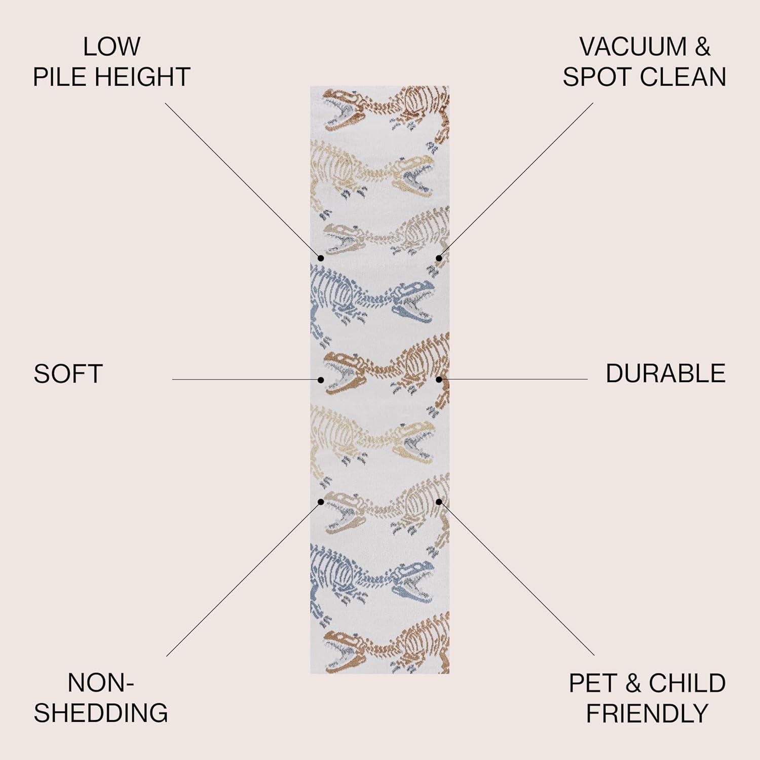 image:imageJONATHAN Y MachineWashable CreamMulti Runner Rug 2x8 Kingdarr TRex Modern Casual Kids amp Novelty for Living Room Dining Room Bedroom Kitchen EasyCleaning NonShedding KDW103A28CreamMulti