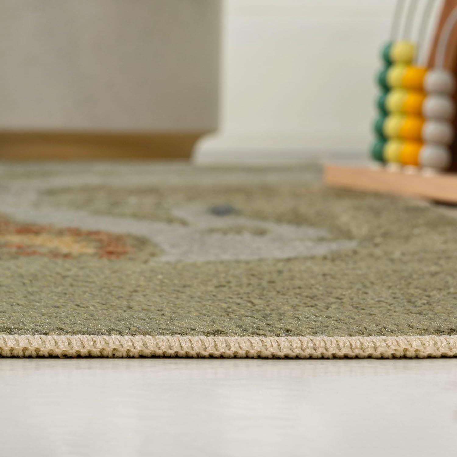 image:imageJONATHAN Y MachineWashable CreamMulti Runner Rug 2x8 Kingdarr TRex Modern Casual Kids amp Novelty for Living Room Dining Room Bedroom Kitchen EasyCleaning NonShedding KDW103A28GreenMulti