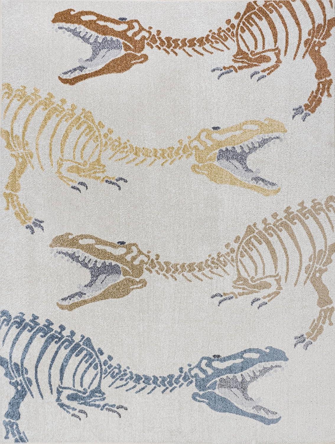 image:imageJONATHAN Y MachineWashable CreamMulti Runner Rug 2x8 Kingdarr TRex Modern Casual Kids amp Novelty for Living Room Dining Room Bedroom Kitchen EasyCleaning NonShedding KDW103A28CreamMulti