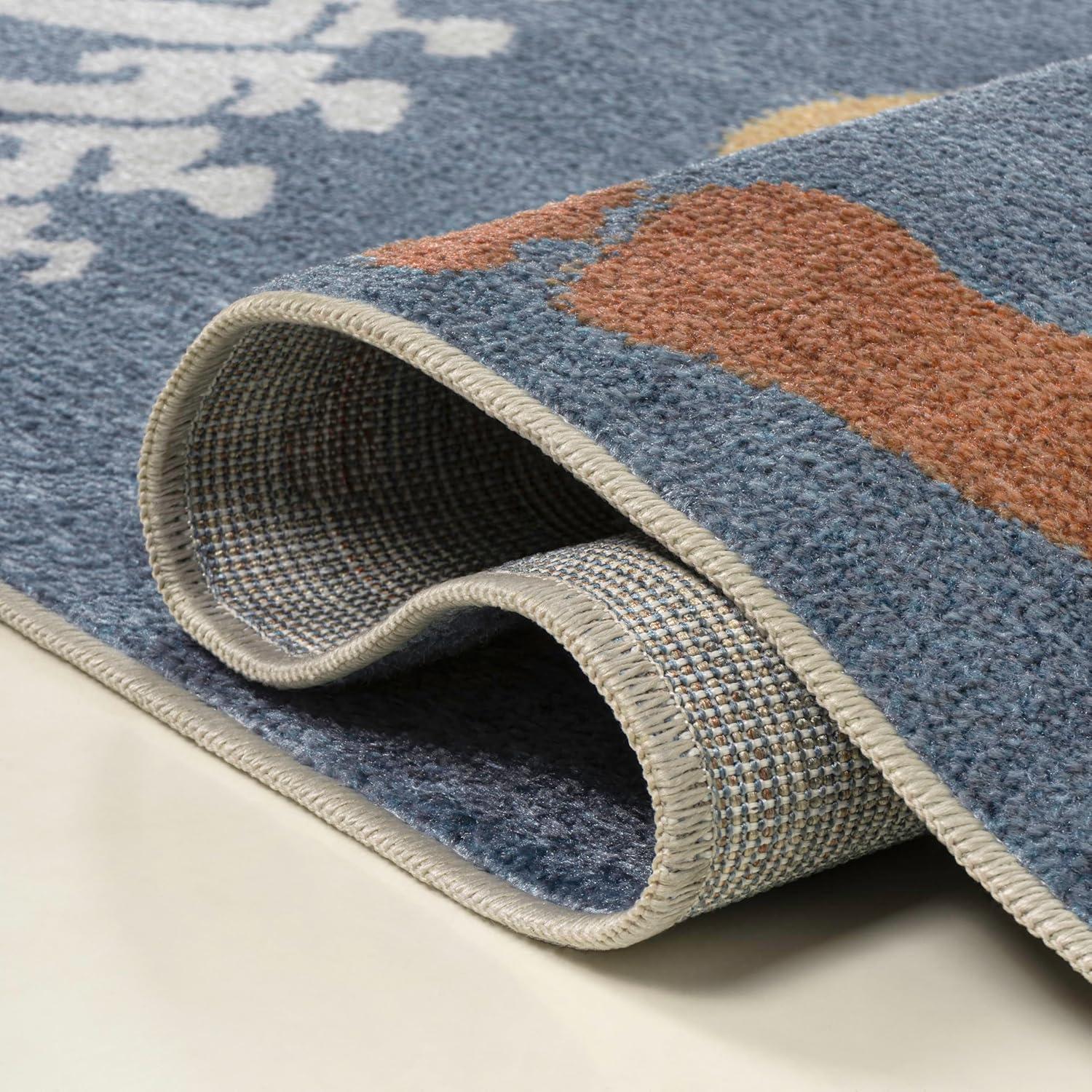 image:imageJONATHAN Y MachineWashable CreamMulti Runner Rug 2x8 Kingdarr TRex Modern Casual Kids amp Novelty for Living Room Dining Room Bedroom Kitchen EasyCleaning NonShedding KDW103A28NavyMulti