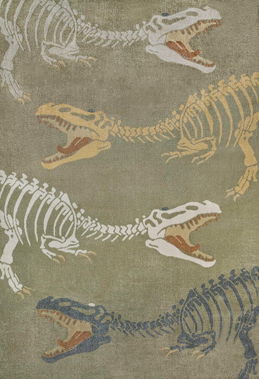 image:imageJONATHAN Y MachineWashable CreamMulti Runner Rug 2x8 Kingdarr TRex Modern Casual Kids amp Novelty for Living Room Dining Room Bedroom Kitchen EasyCleaning NonShedding KDW103A28GreenMulti