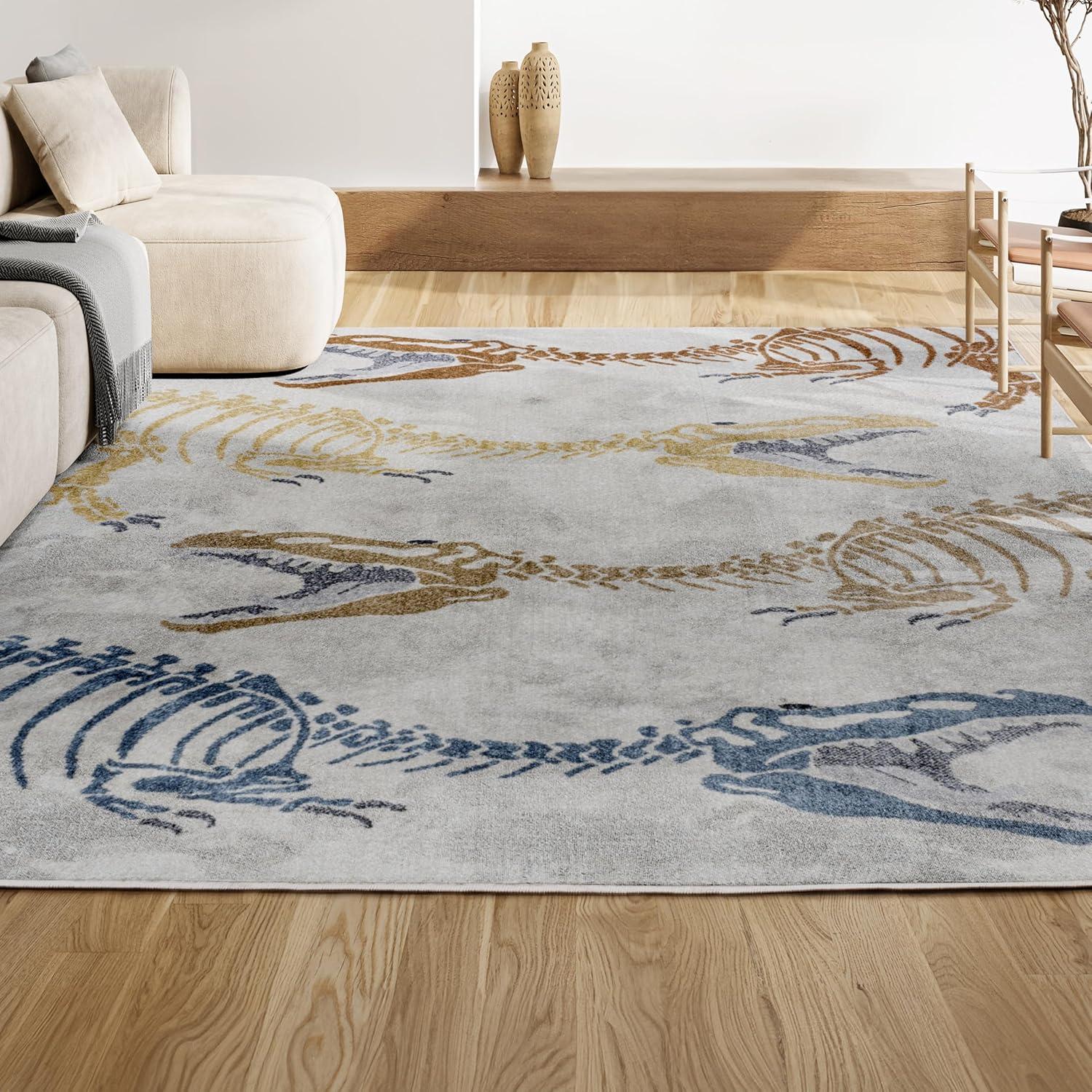 image:imageJONATHAN Y MachineWashable CreamMulti Runner Rug 2x8 Kingdarr TRex Modern Casual Kids amp Novelty for Living Room Dining Room Bedroom Kitchen EasyCleaning NonShedding KDW103A28CreamMulti