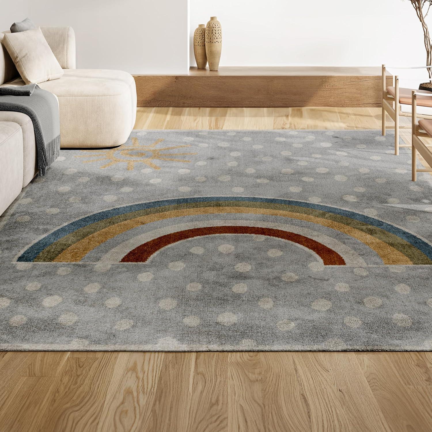 image:imageJONATHAN Y MachineWashable CreamMulti Runner Rug 2x8 Kingdarr TRex Modern Casual Kids amp Novelty for Living Room Dining Room Bedroom Kitchen EasyCleaning NonShedding KDW103A28GrayIvoryYellow