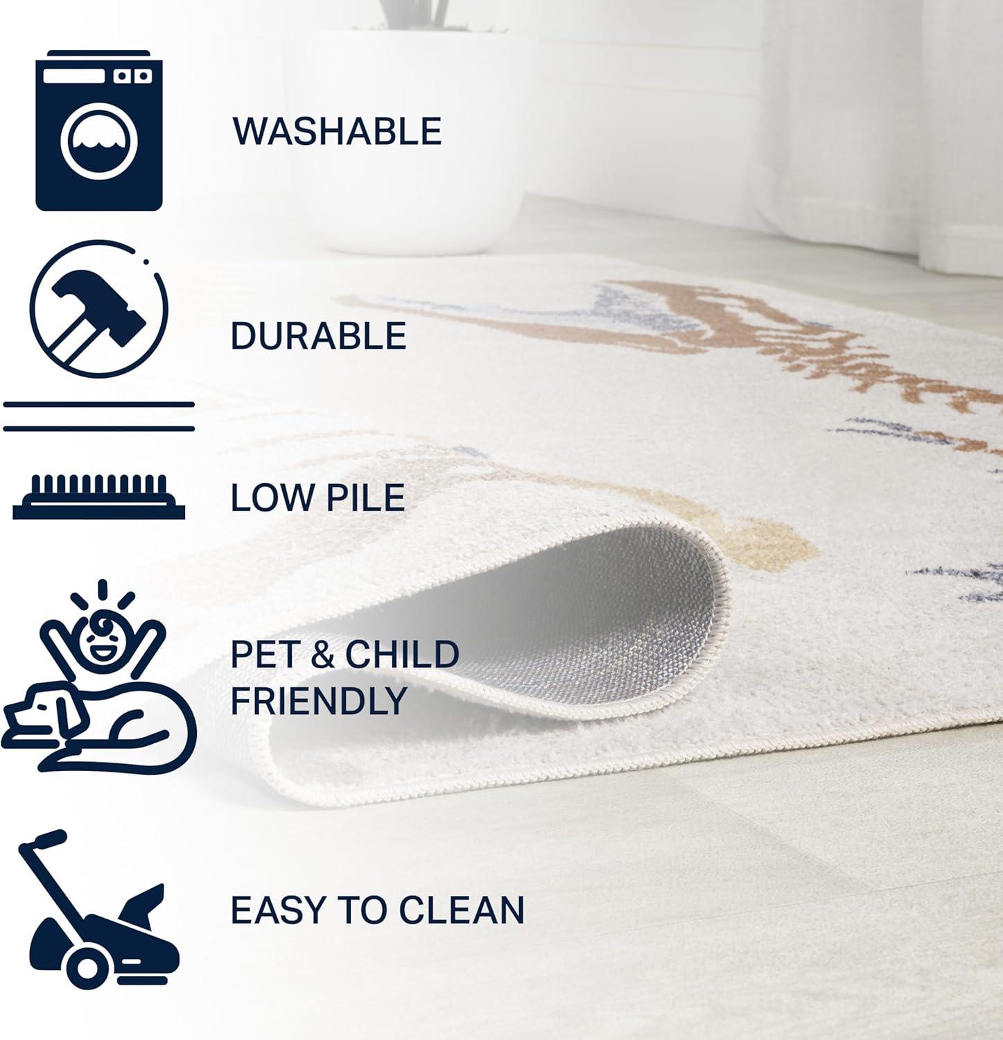 image:imageJONATHAN Y MachineWashable CreamMulti Runner Rug 2x8 Kingdarr TRex Modern Casual Kids amp Novelty for Living Room Dining Room Bedroom Kitchen EasyCleaning NonShedding KDW103A28CreamMulti