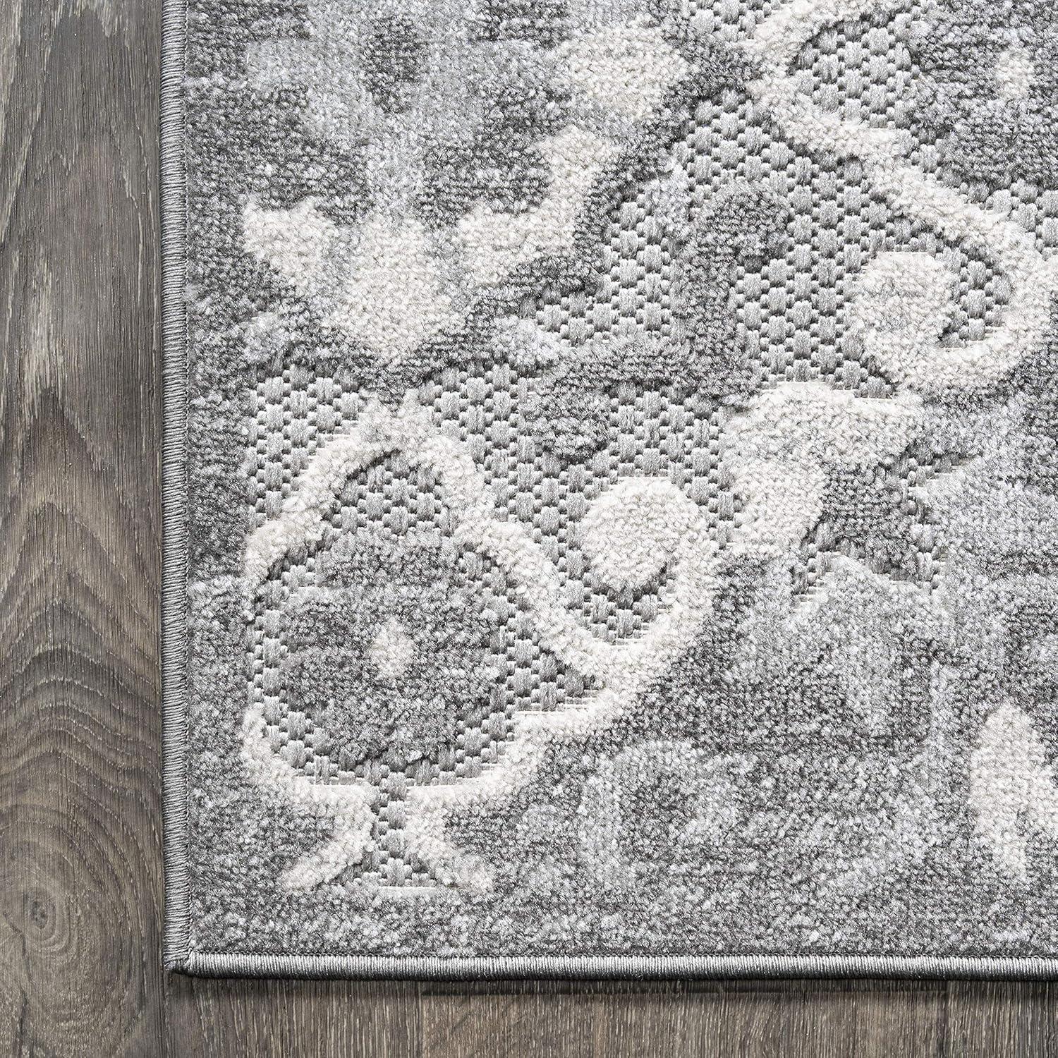 image:imageJONATHAN Y Medallion HighLow Indoor Outdoor Area Rug 3X5 Light GrayIvory Lucena Modern for Backyard Patio Porch EasyCleaning High Traffic PetFriendly NonShedding AMC104A34 x 6 Rectangular