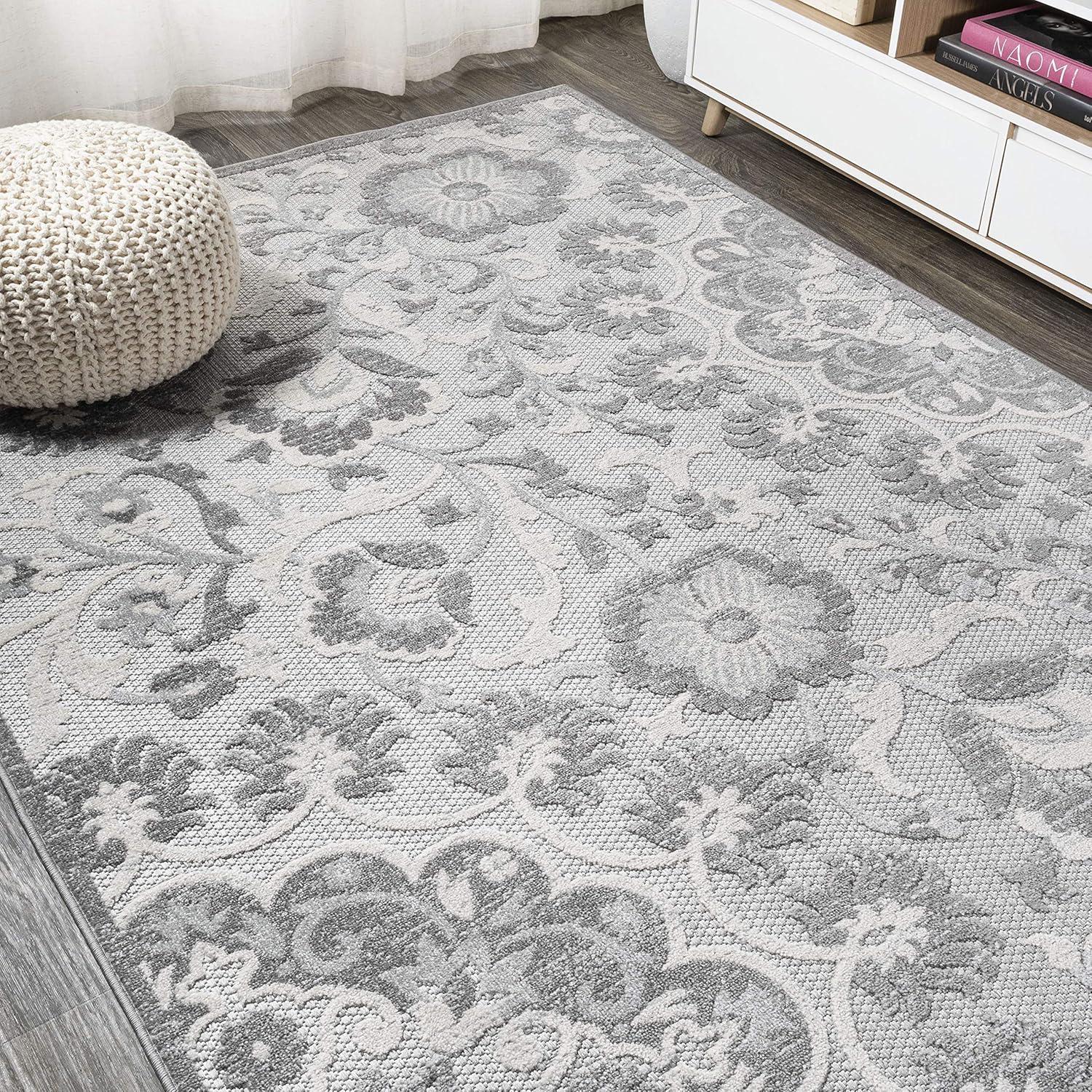 image:imageJONATHAN Y Medallion HighLow Indoor Outdoor Area Rug 3X5 Light GrayIvory Lucena Modern for Backyard Patio Porch EasyCleaning High Traffic PetFriendly NonShedding AMC104A33 x 5 Rectangular