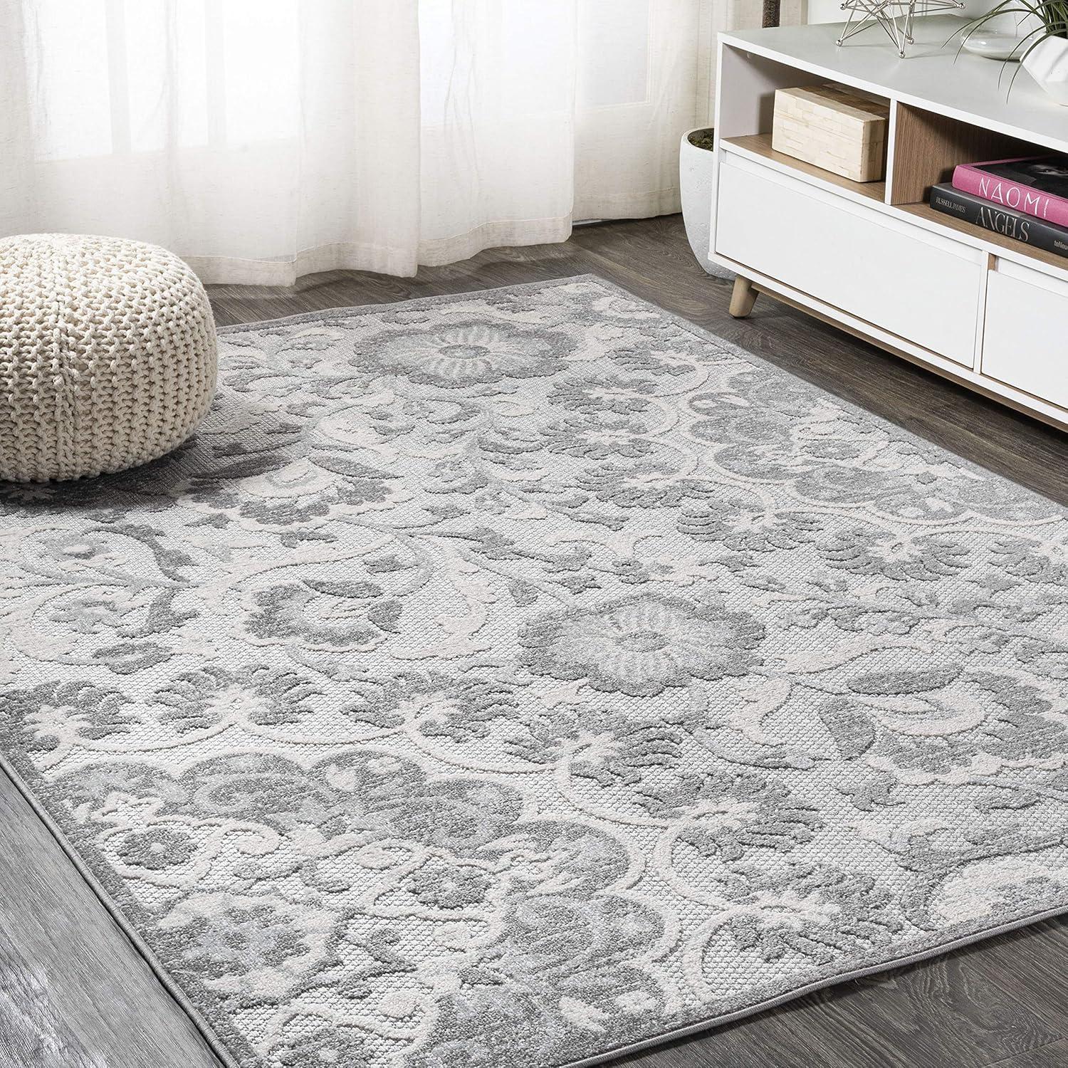 image:imageJONATHAN Y Medallion HighLow Indoor Outdoor Area Rug 3X5 Light GrayIvory Lucena Modern for Backyard Patio Porch EasyCleaning High Traffic PetFriendly NonShedding AMC104A33 x 5 Rectangular