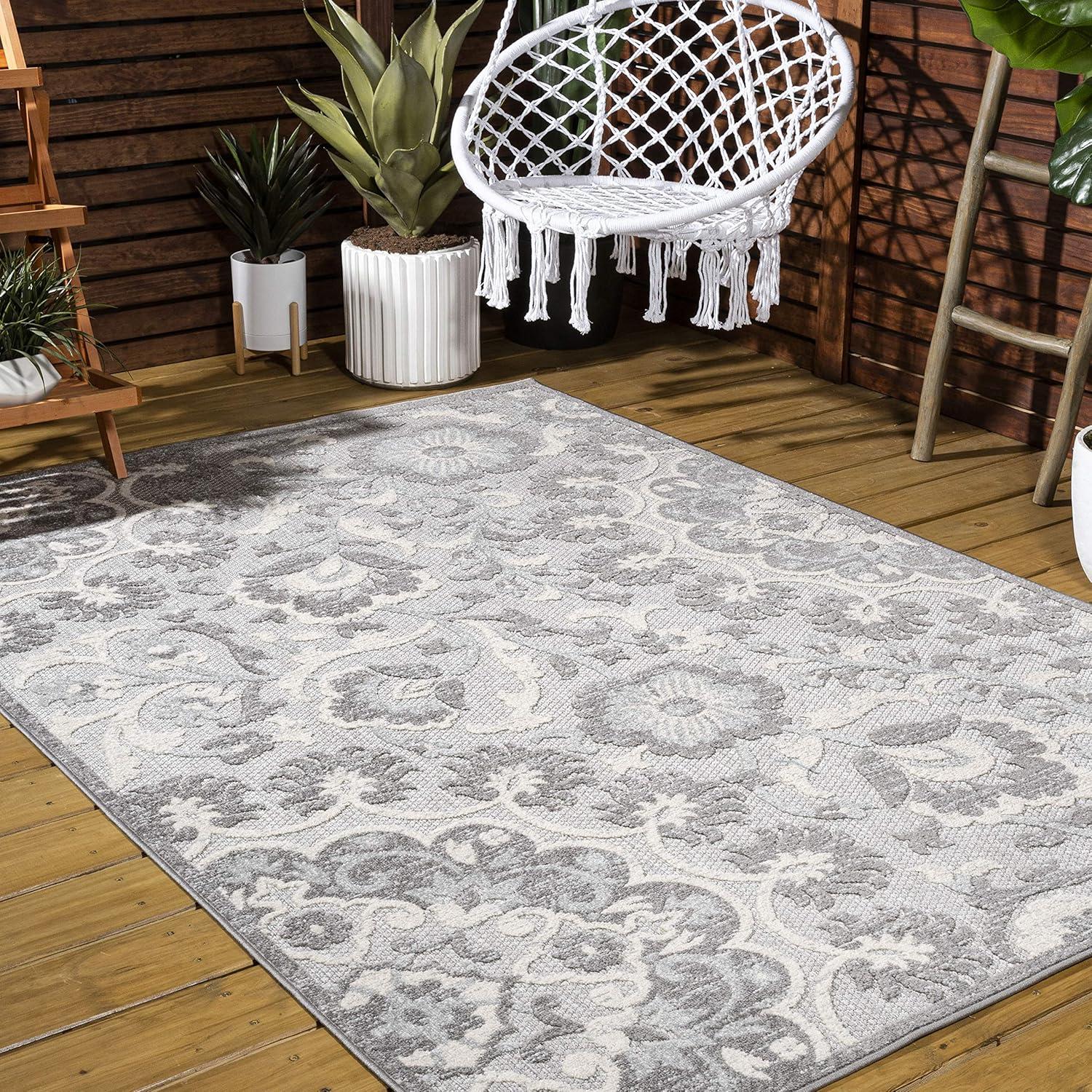 image:imageJONATHAN Y Medallion HighLow Indoor Outdoor Area Rug 3X5 Light GrayIvory Lucena Modern for Backyard Patio Porch EasyCleaning High Traffic PetFriendly NonShedding AMC104A379 x 10 Rectangular