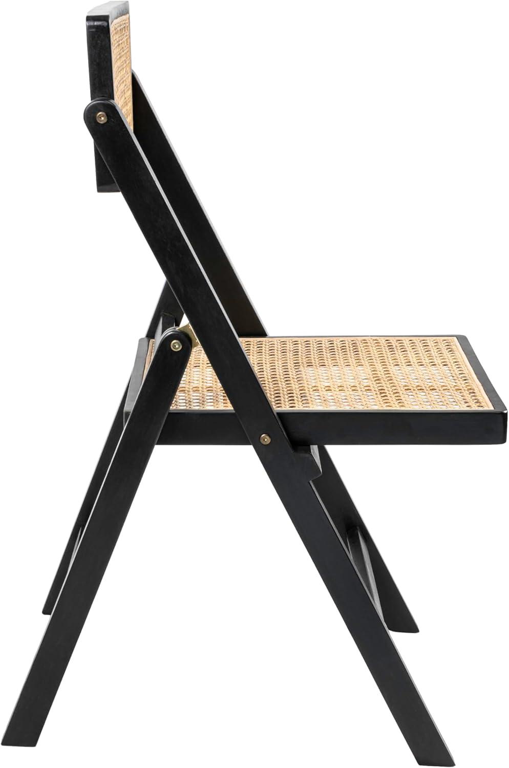 image:imageJONATHAN Y MidCentury Vintage Wood Rattan Folding Chair Foldable Dining Accent Seat for Living Room Set of 2 Black FLD1000CSET2Black