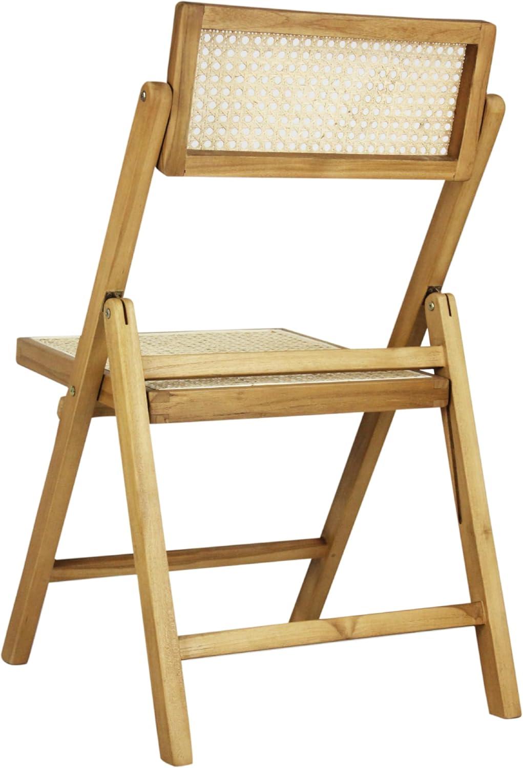 image:imageJONATHAN Y MidCentury Vintage Wood Rattan Folding Chair Foldable Dining Accent Seat for Living Room Set of 2 Black FLD1000CSET2Light Brown