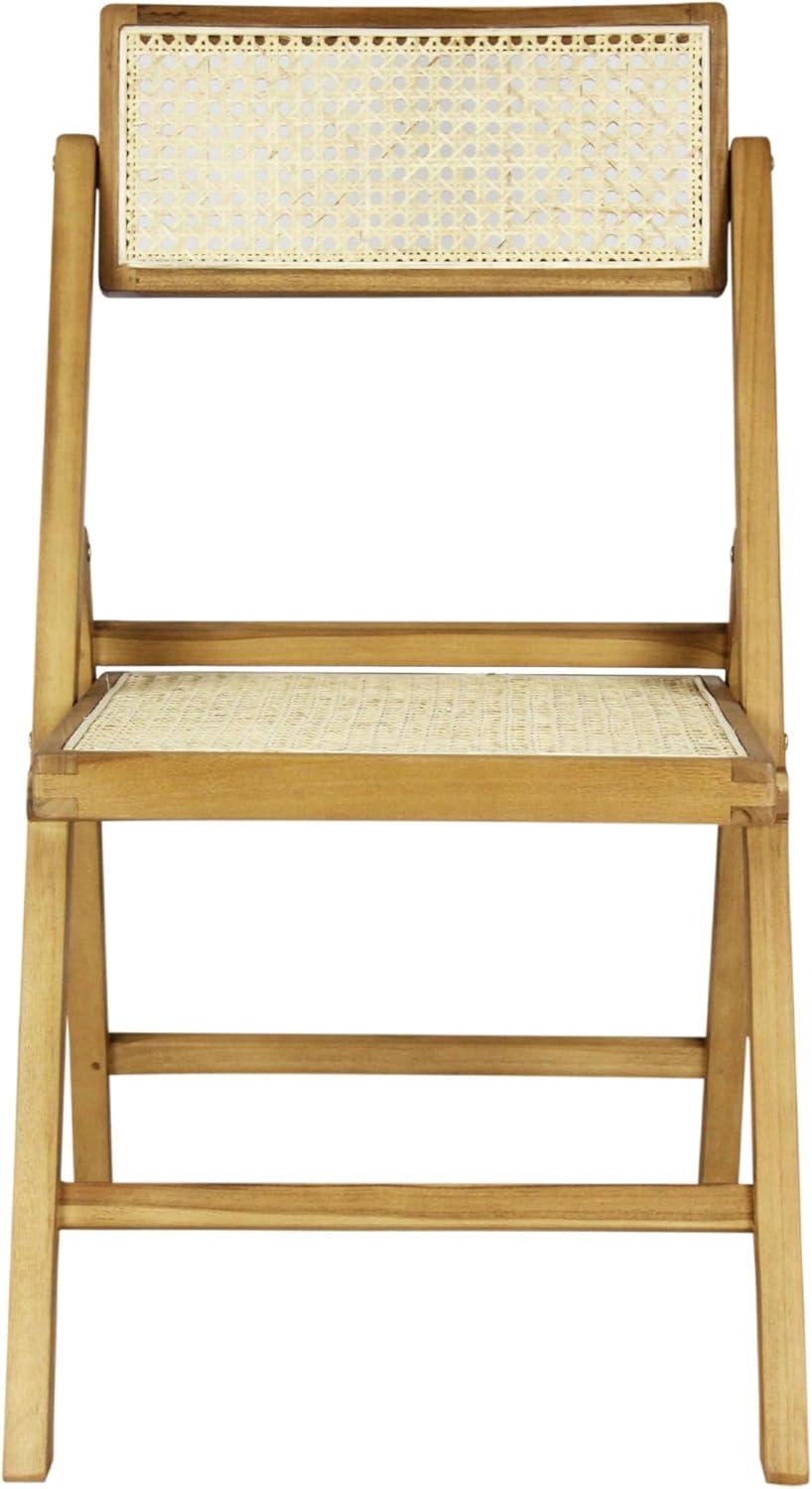 image:imageJONATHAN Y MidCentury Vintage Wood Rattan Folding Chair Foldable Dining Accent Seat for Living Room Set of 2 Black FLD1000CSET2Light Brown