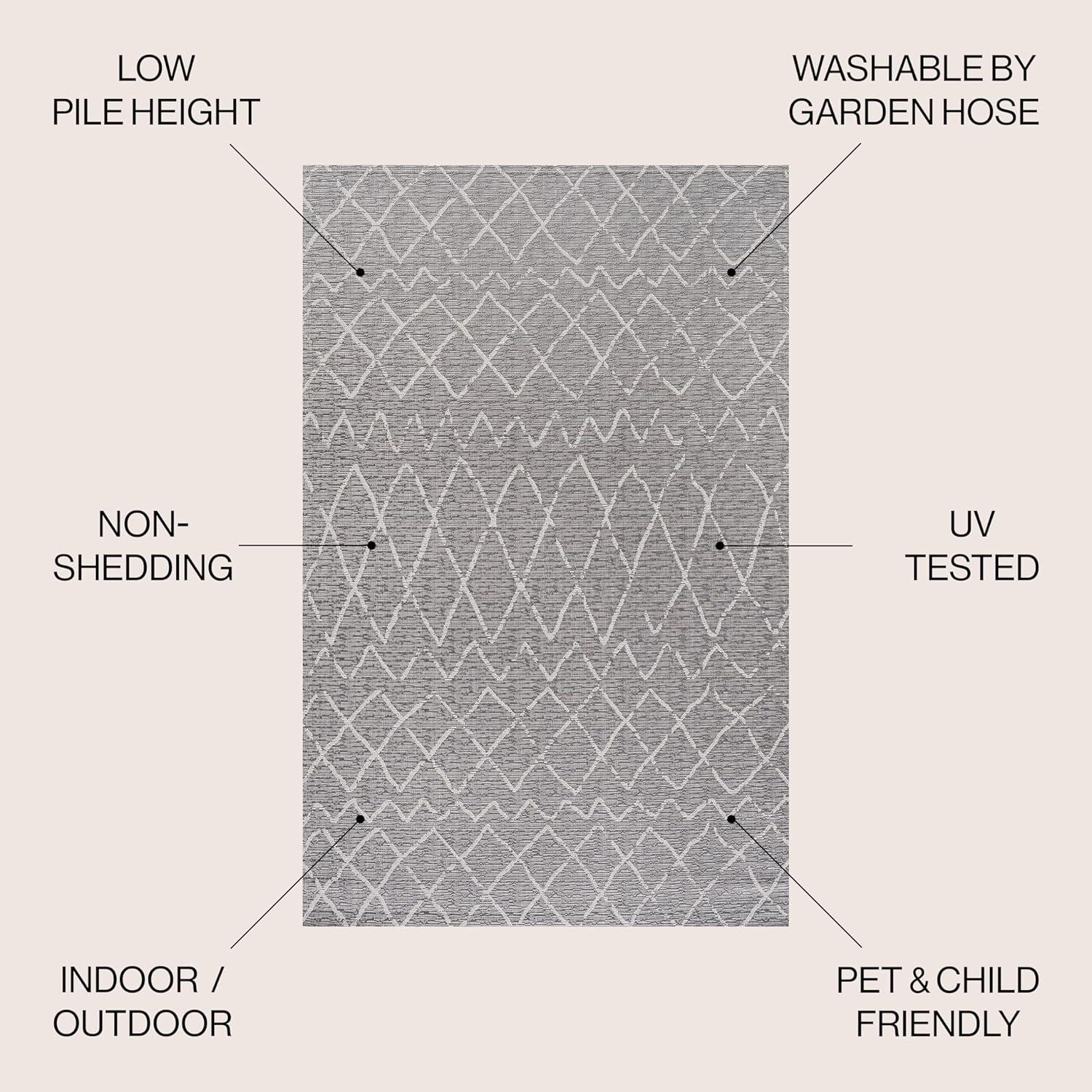 image:imageJONATHAN Y Moroccan Trellis Indoor Outdoor Area Rug 3X5 NavyLight Gray Madaba for Backyard Patio Porch EasyCleaning High Traffic PetFriendly NonShedding SMB114B3GrayCream