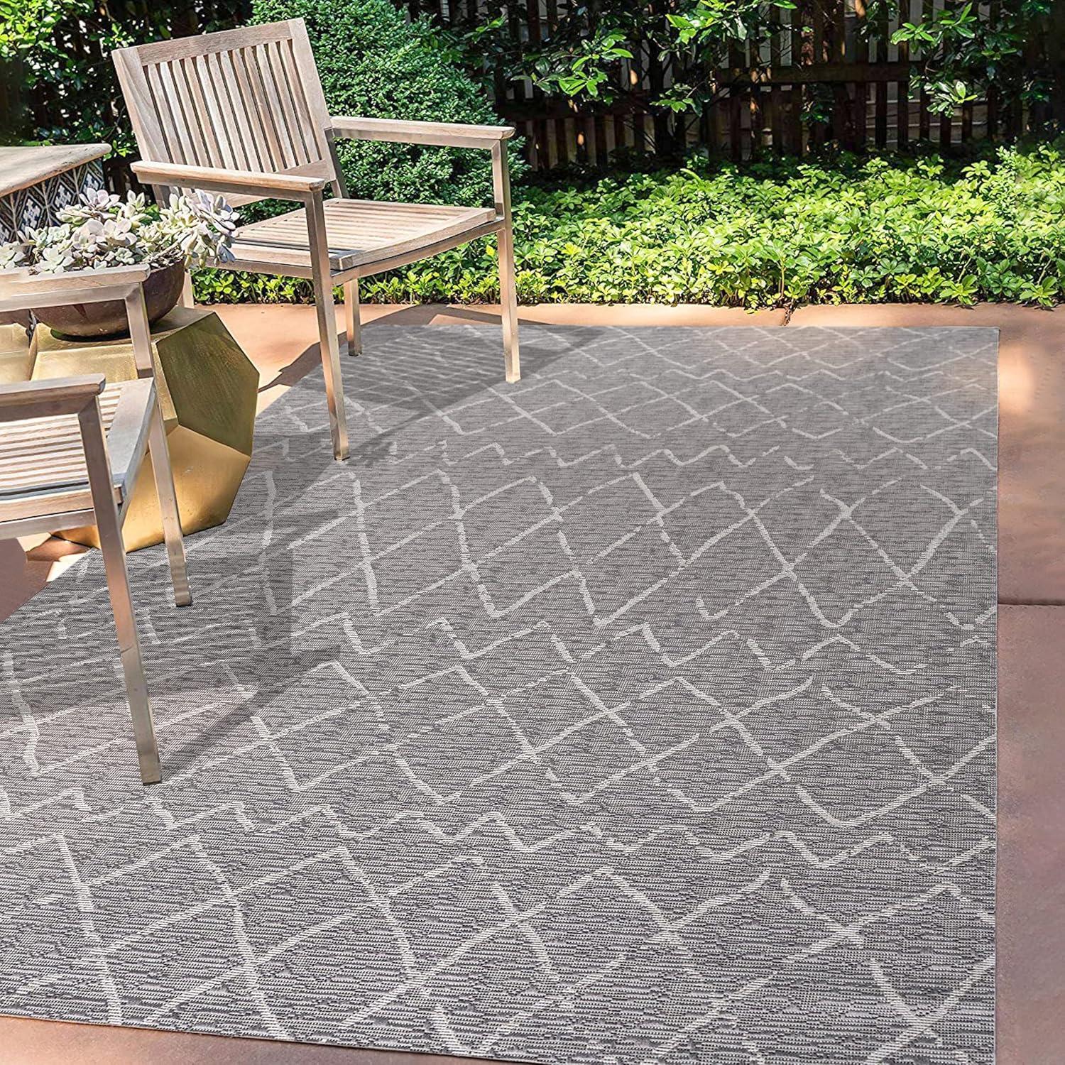 image:imageJONATHAN Y Moroccan Trellis Indoor Outdoor Area Rug 3X5 NavyLight Gray Madaba for Backyard Patio Porch EasyCleaning High Traffic PetFriendly NonShedding SMB114B3GrayCream