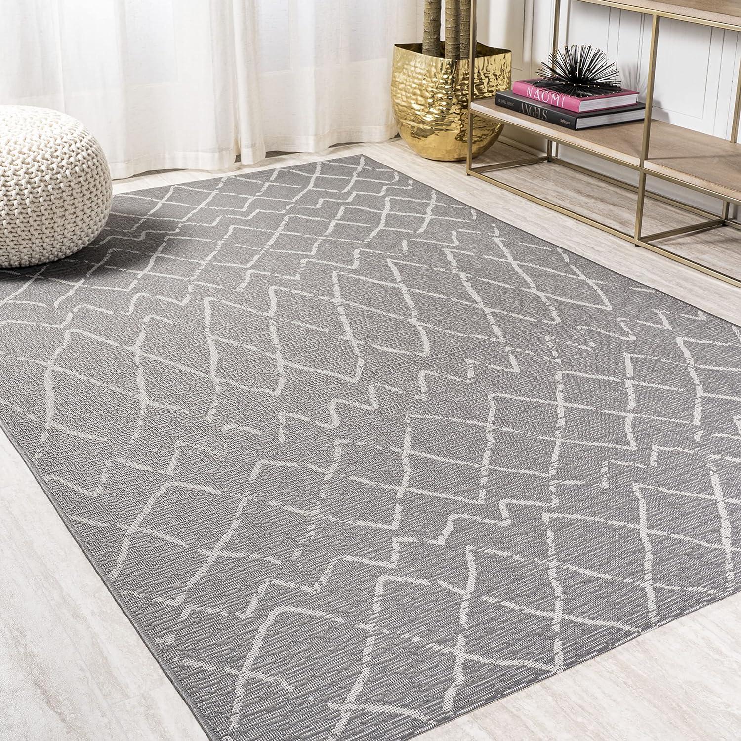 image:imageJONATHAN Y Moroccan Trellis Indoor Outdoor Area Rug 3X5 NavyLight Gray Madaba for Backyard Patio Porch EasyCleaning High Traffic PetFriendly NonShedding SMB114B3GrayCream