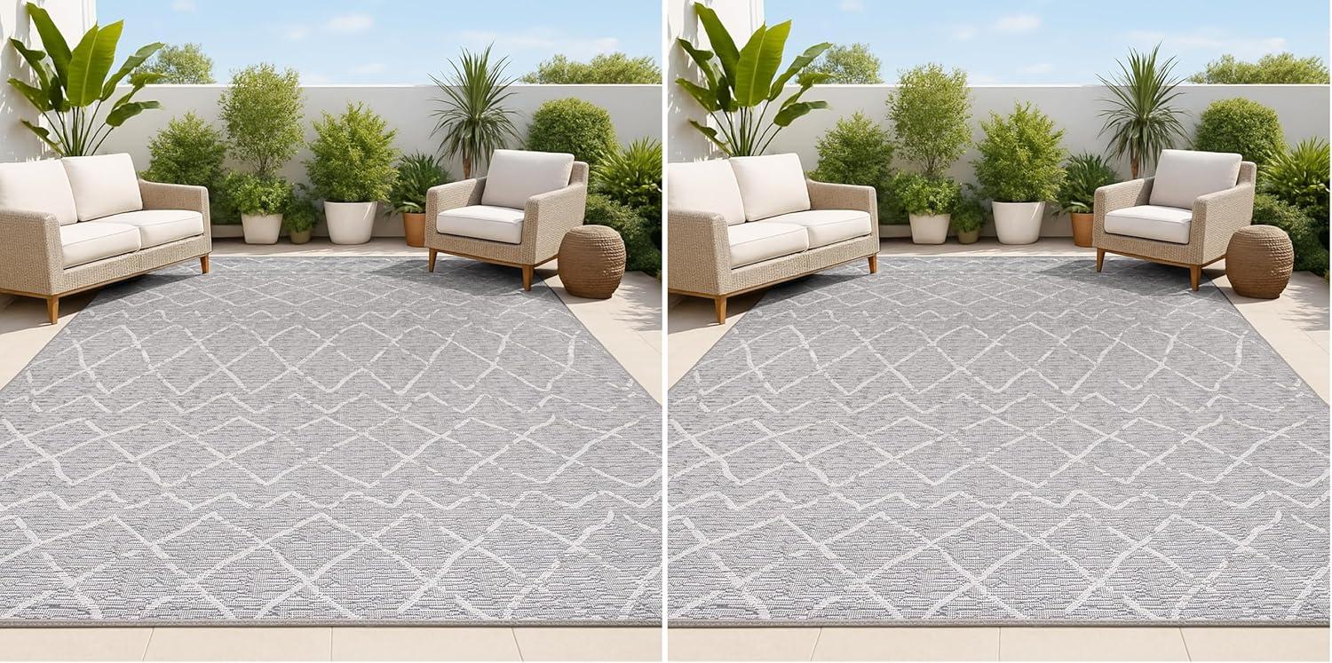 image:imageJONATHAN Y Moroccan Trellis Indoor Outdoor Area Rug 3X5 NavyLight Gray Madaba for Backyard Patio Porch EasyCleaning High Traffic PetFriendly NonShedding SMB114B3GrayCream
