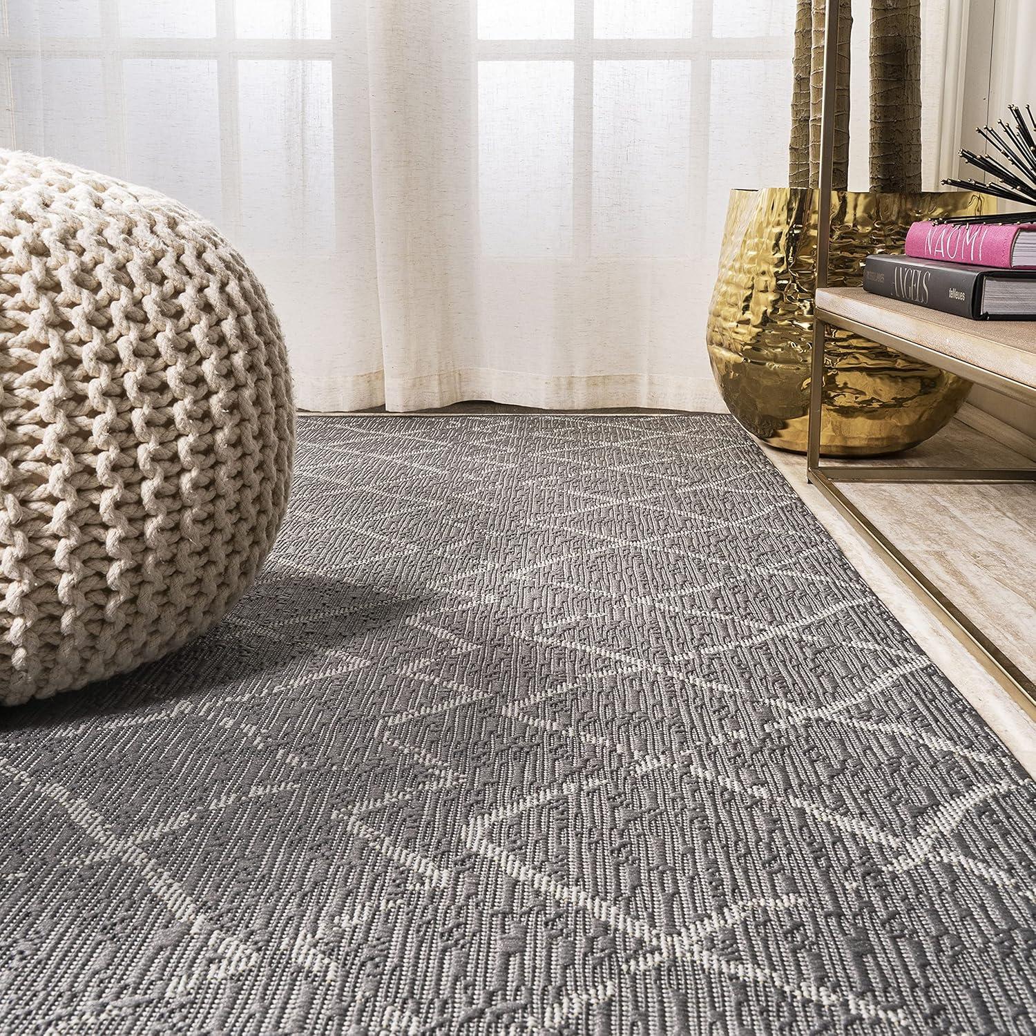 image:imageJONATHAN Y Moroccan Trellis Indoor Outdoor Area Rug 3X5 NavyLight Gray Madaba for Backyard Patio Porch EasyCleaning High Traffic PetFriendly NonShedding SMB114B3GrayCream