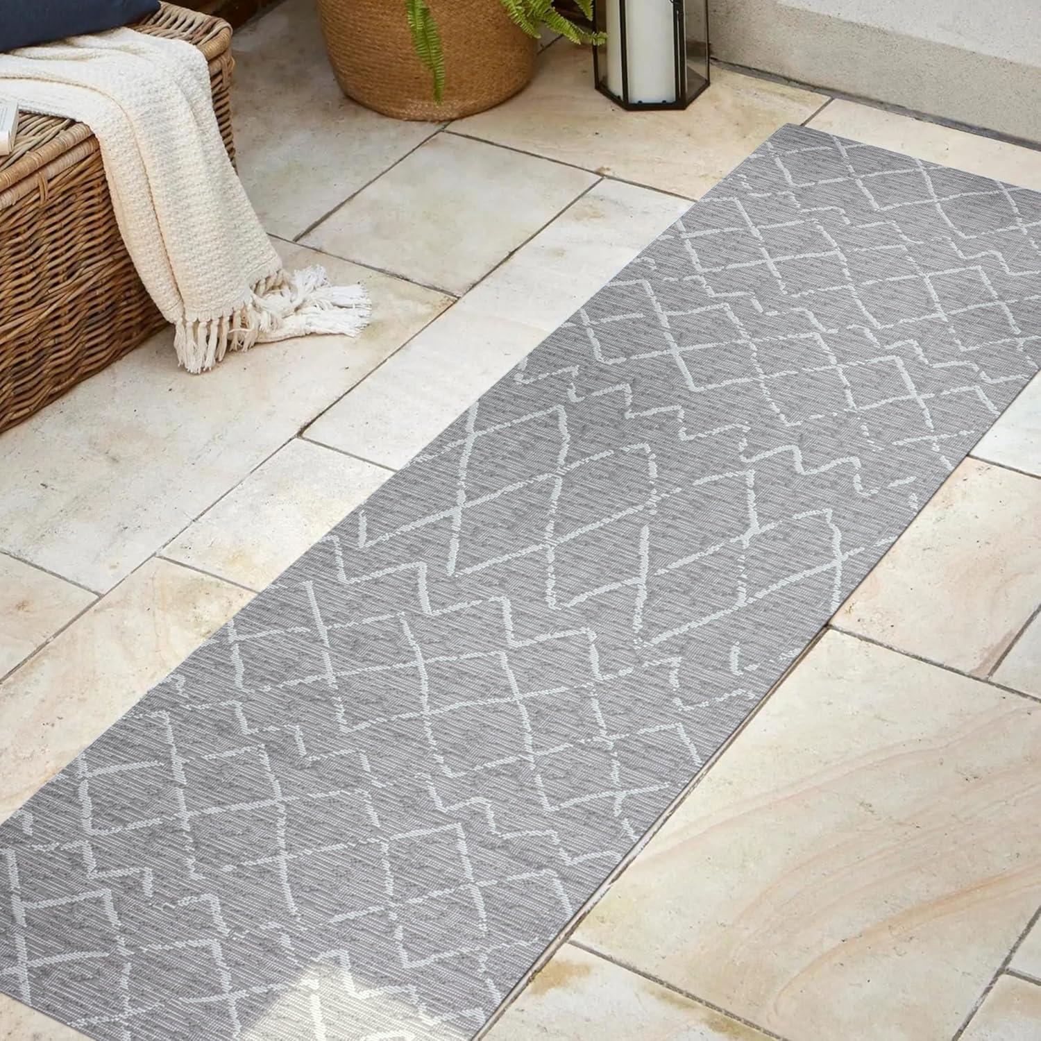 image:imageJONATHAN Y Moroccan Trellis Indoor Outdoor Area Rug 3X5 NavyLight Gray Madaba for Backyard Patio Porch EasyCleaning High Traffic PetFriendly NonShedding SMB114B3GrayCream