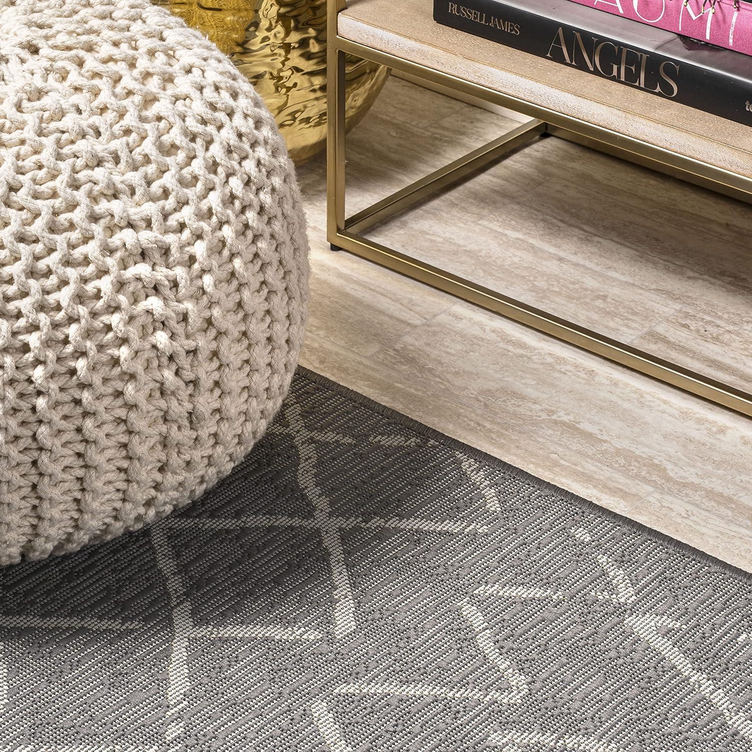 image:imageJONATHAN Y Moroccan Trellis Indoor Outdoor Area Rug 3X5 NavyLight Gray Madaba for Backyard Patio Porch EasyCleaning High Traffic PetFriendly NonShedding SMB114B3GrayCream
