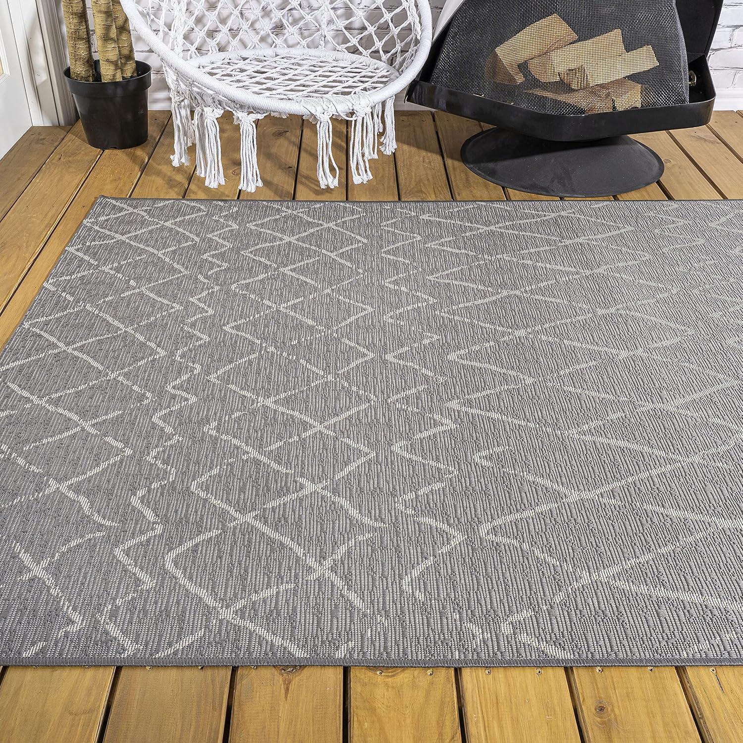 image:imageJONATHAN Y Moroccan Trellis Indoor Outdoor Area Rug 3X5 NavyLight Gray Madaba for Backyard Patio Porch EasyCleaning High Traffic PetFriendly NonShedding SMB114B3GrayCream