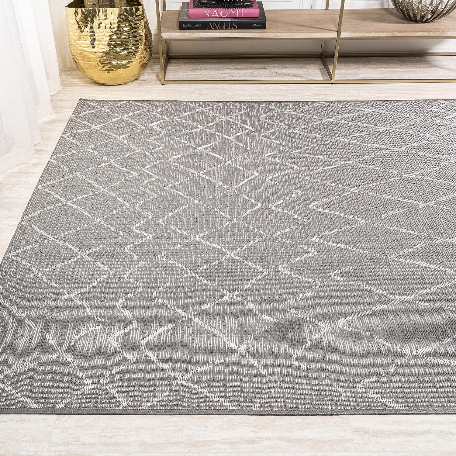 image:imageJONATHAN Y Moroccan Trellis Indoor Outdoor Area Rug 3X5 NavyLight Gray Madaba for Backyard Patio Porch EasyCleaning High Traffic PetFriendly NonShedding SMB114B3GrayCream